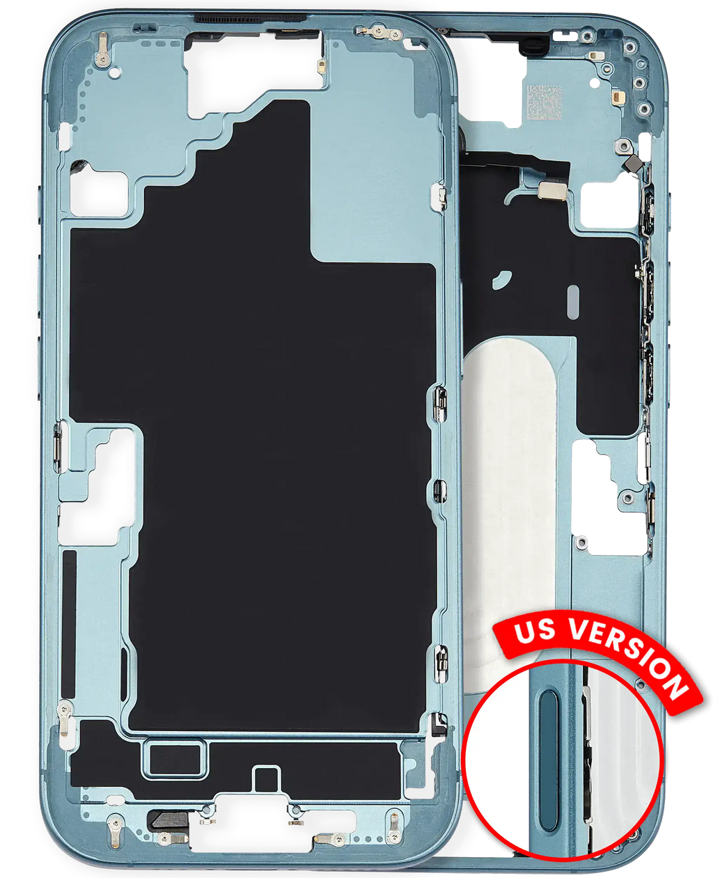Midframe/Frame with Small Parts for iPhone 16 (US Version) (Used OEM Pull, Grade A) (Teal)