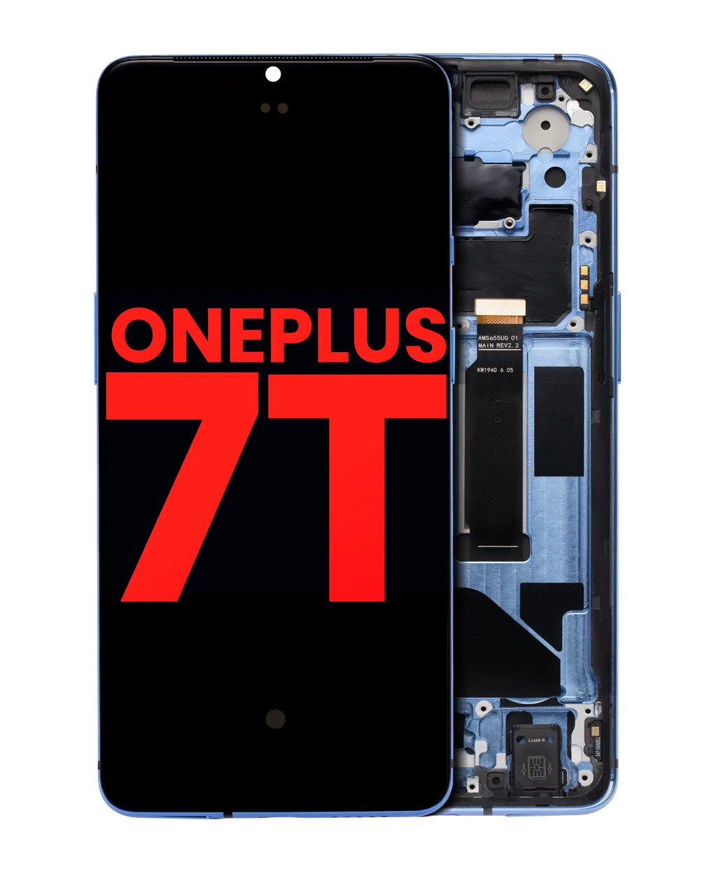 OLED-Display mit Rahmen für OnePlus 7T (Aftermarket Plus) (Glacier Blue)