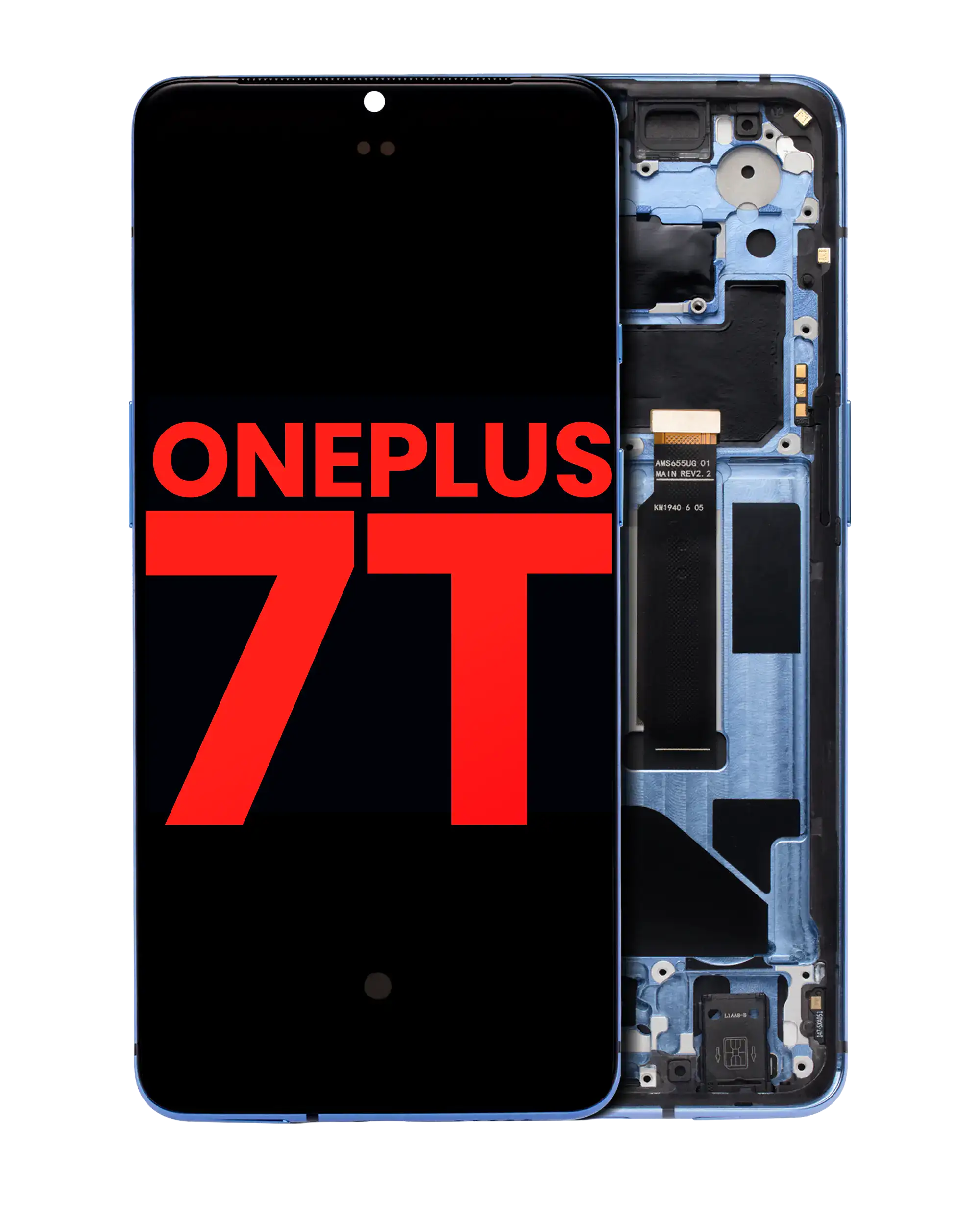 OLED-Display mit Rahmen für OnePlus 7T (Aftermarket Plus) (Glacier Blue)