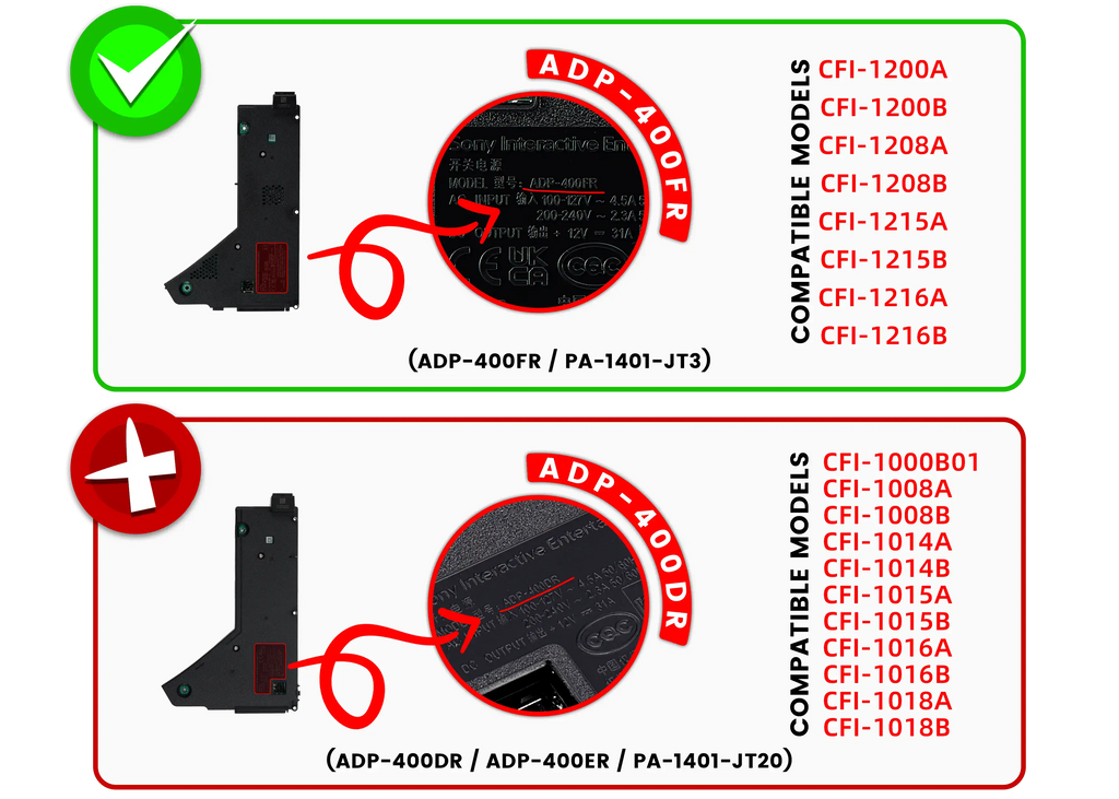 Power Supply for PlayStation 5 PS5 (ADP-400FR / PA-1401-JT3, CFI-12XX)