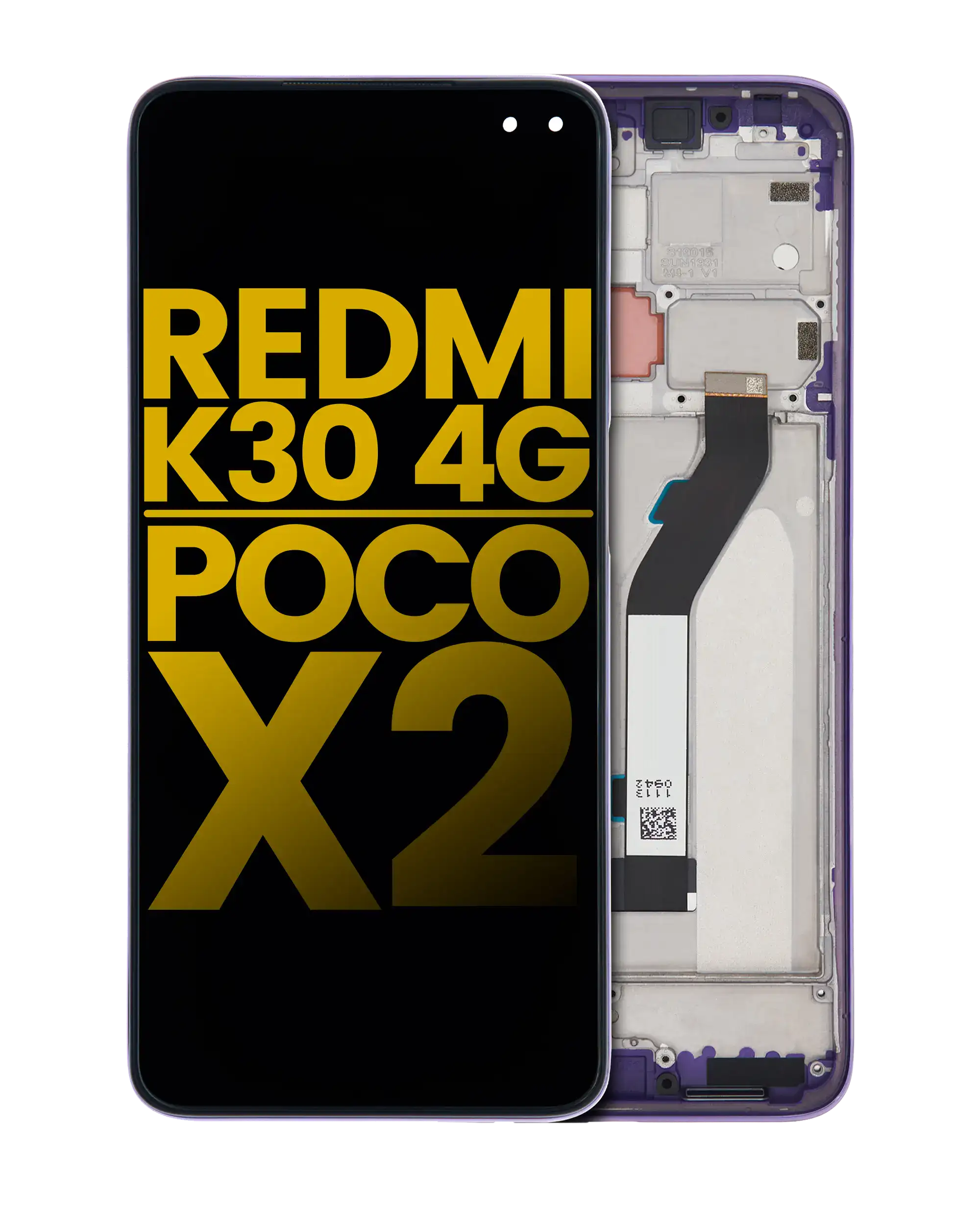 LCD Display with Frame for Xiaomi Redmi K30 4G / Poco X2 (Refurbished) (Purple)