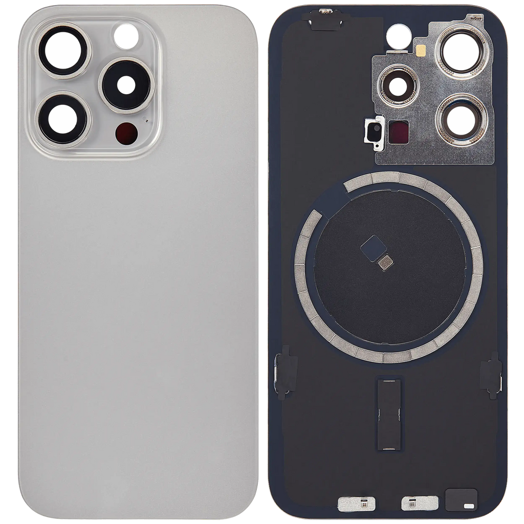 Back cover with MagSafe magnet for iPhone 15 Pro (Aftermarket) (Natural Titanium) (no logo)