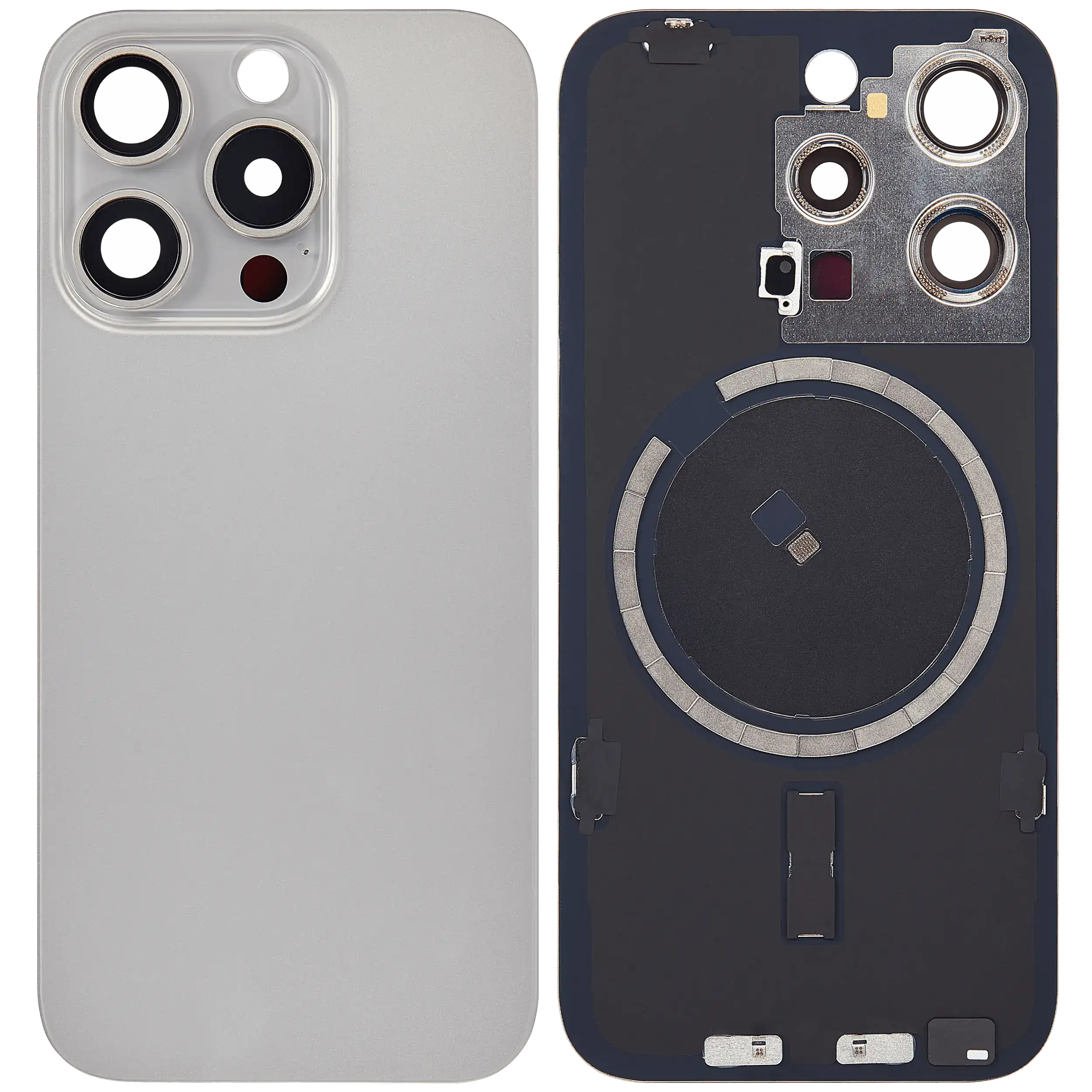 Backcover mit MagSafe für iPhone 15 Pro Natural Titanium Nachrüst ohne Logo