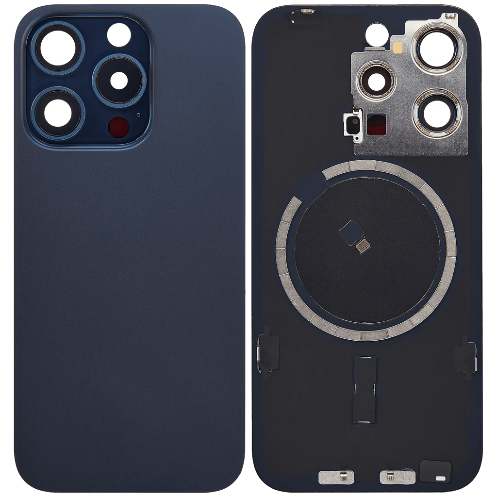 Back cover with MagSafe magnet for iPhone 15 Pro (Aftermarket, Blue Titanium, no logo)