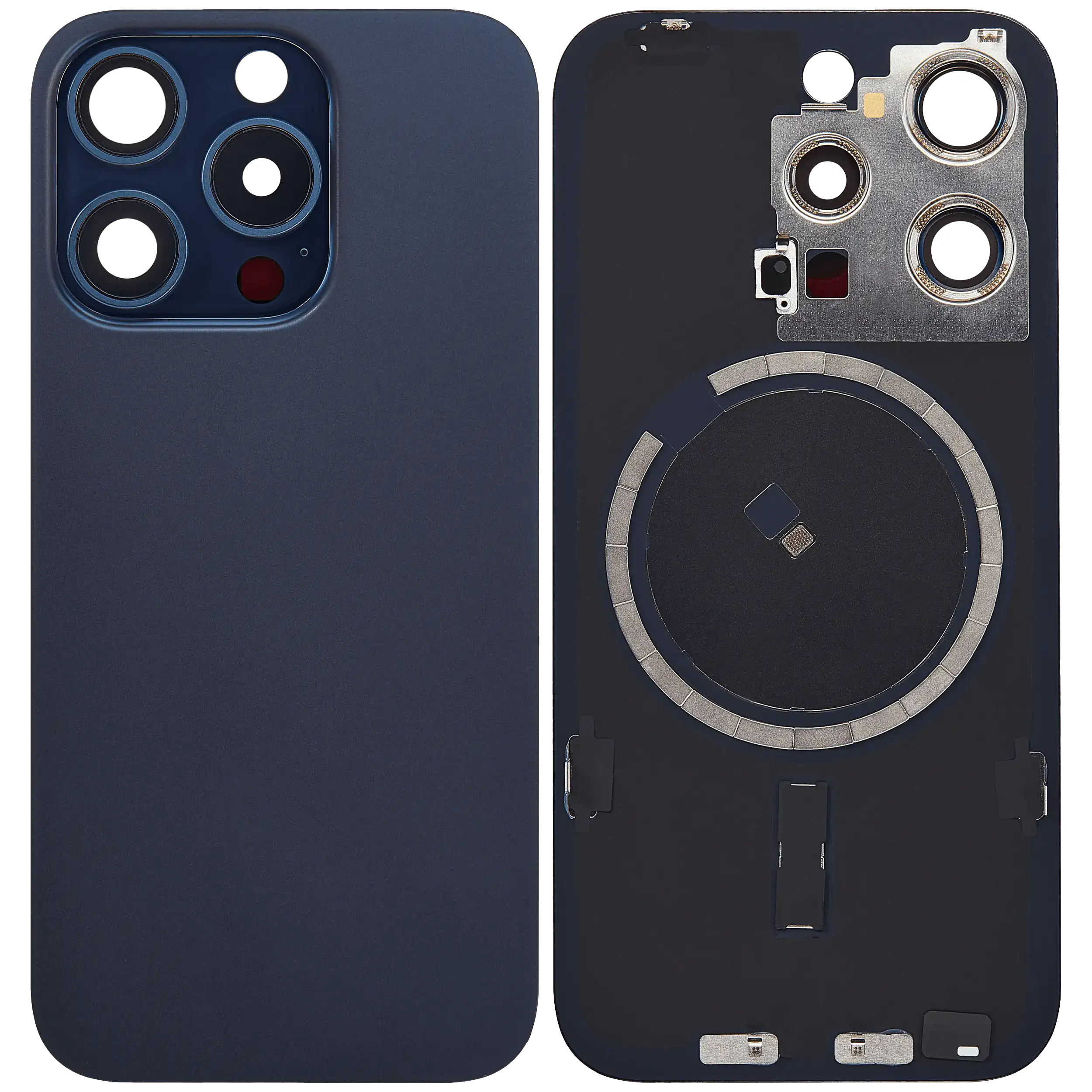 Back cover with MagSafe magnet for iPhone 15 Pro (Aftermarket, Blue Titanium, no logo)