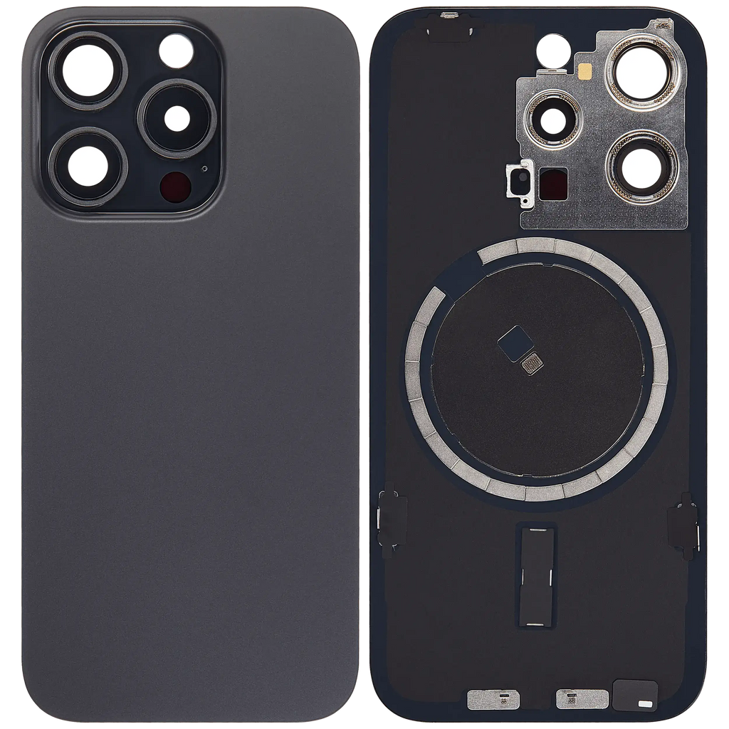 Back Cover with MagSafe Magnet for iPhone 15 Pro (Aftermarket) (Black Titanium) (no logo)