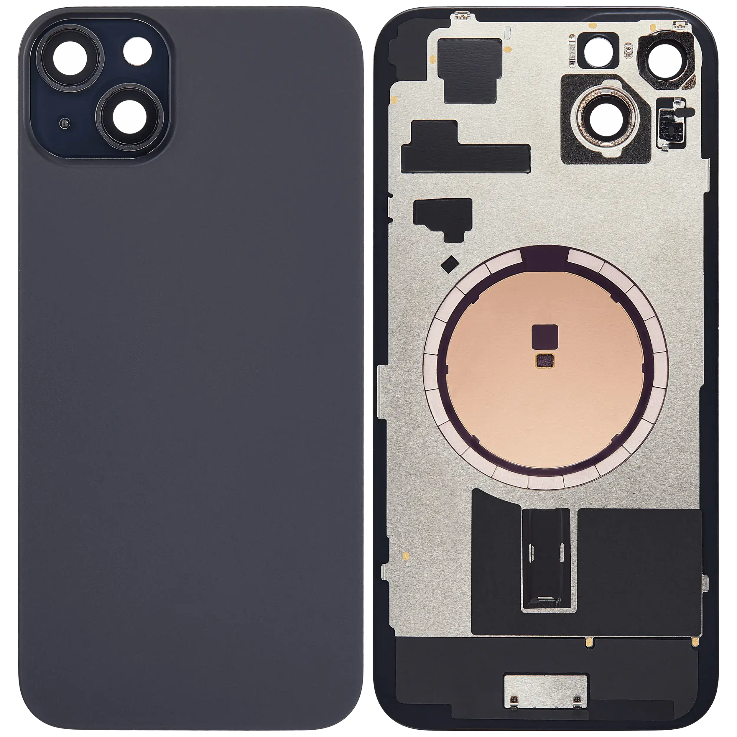 Back Cover with MagSafe Magnet for iPhone 15 Plus (Aftermarket) (Black) (No Logo)