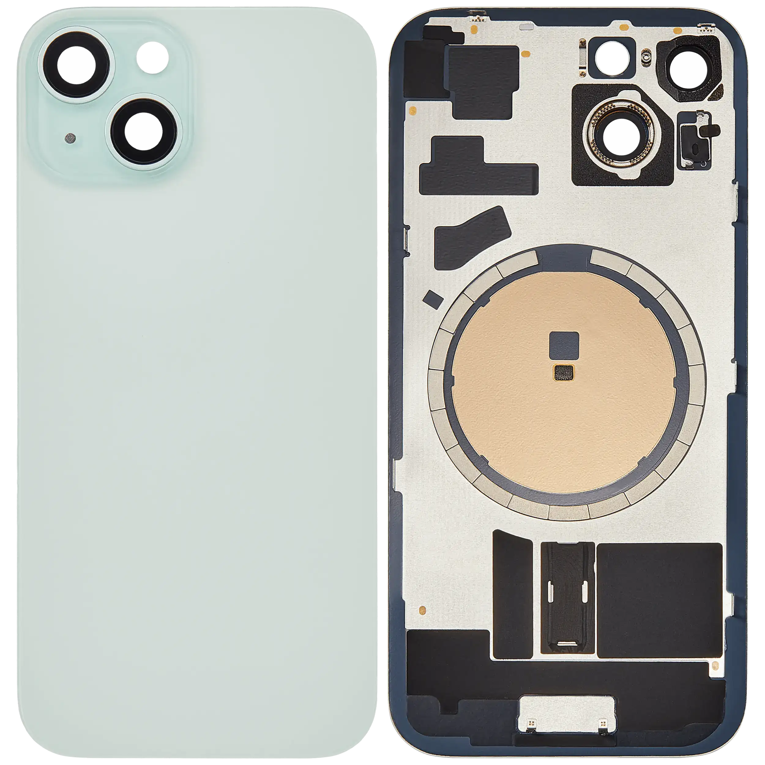 Back Cover with MagSafe Magnet for iPhone 15 (Aftermarket) (Green) (without Logo)
