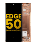 OLED Display with Frame for Motorola Moto Edge 50 (XT2407-3 / 2024) (Refurbished) (Peach Fuzz)
