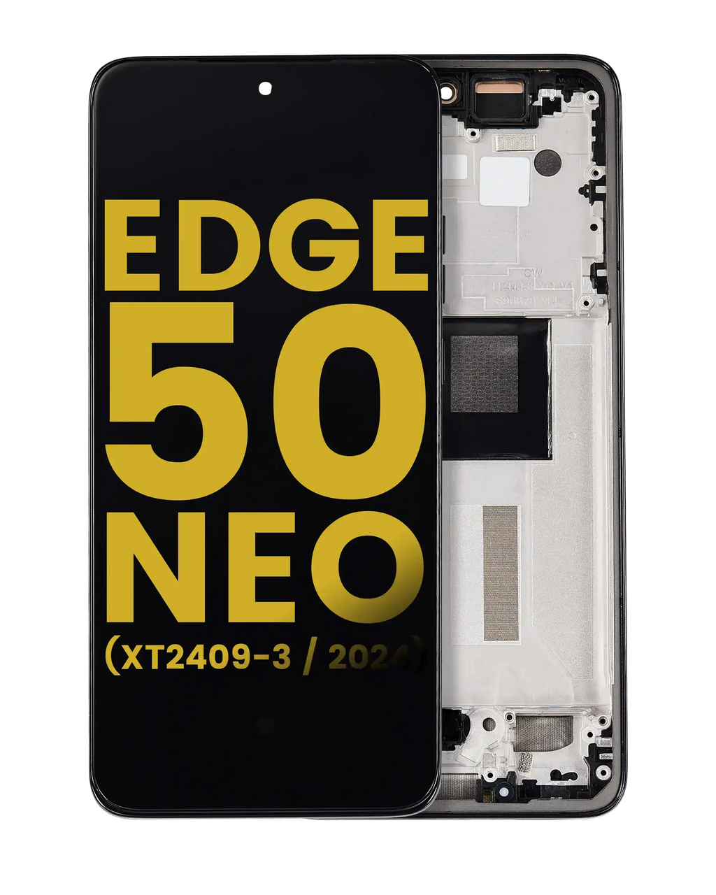 OLED Display with Frame for Motorola Moto Edge 50 Neo (XT2409-3 / 2024) (Refurbished) (Grisaille)