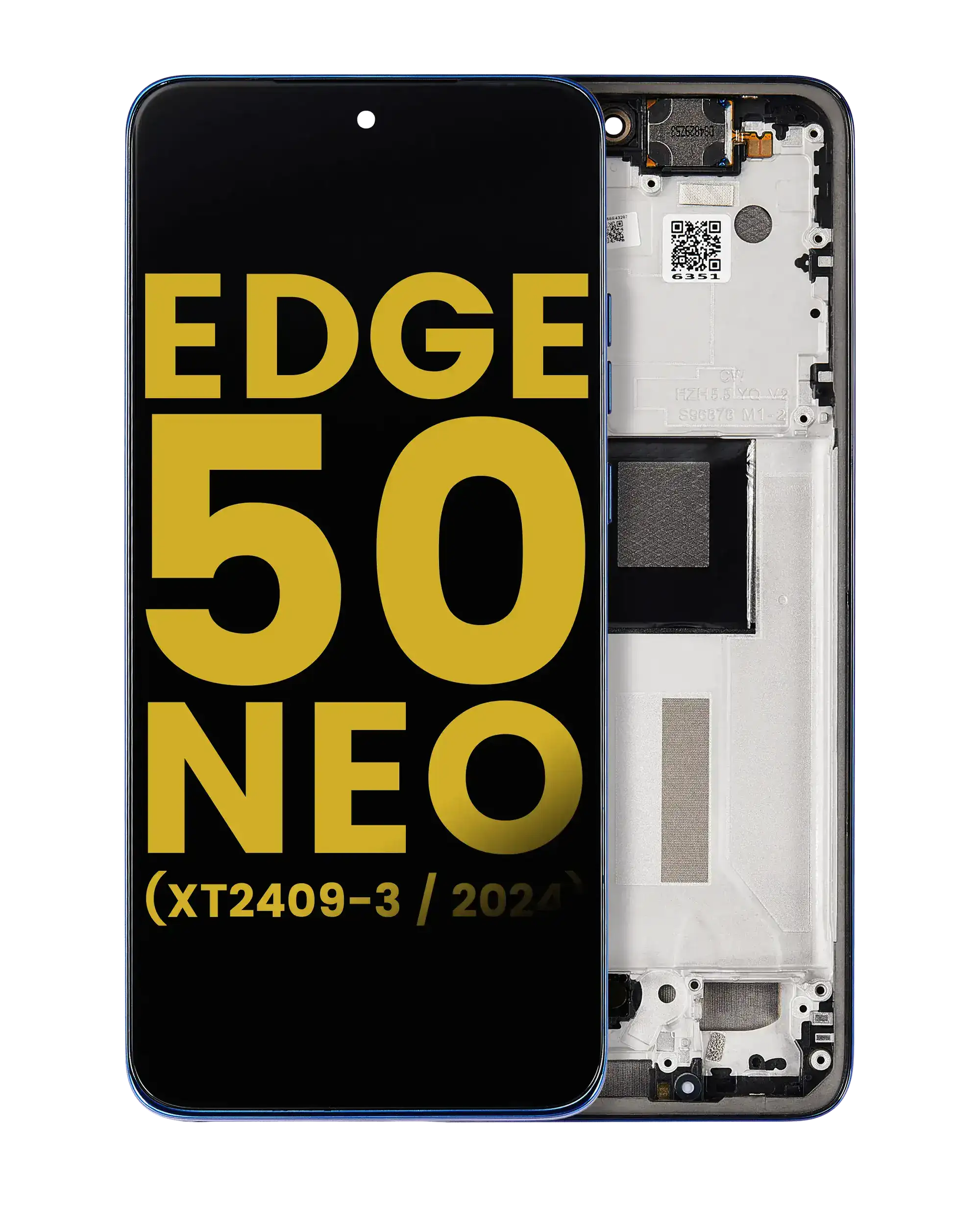 OLED Display with Frame for Motorola Moto Edge 50 Neo (XT2409-3 / 2024) (Refurbished) (Nautical Blue)