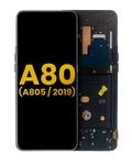 OLED-Display mit Rahmen für Galaxy A80 Phantom Black Generalüberholt