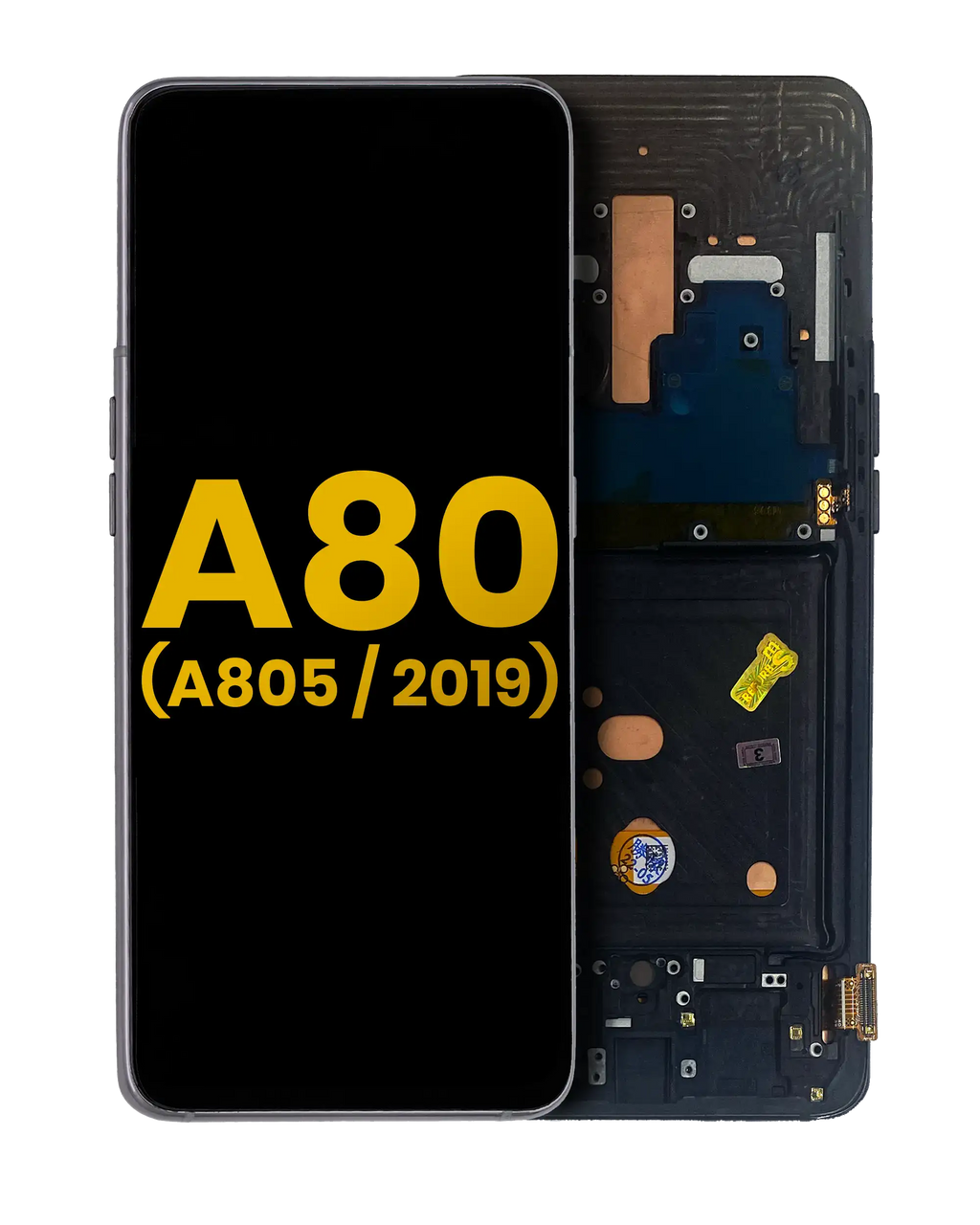 OLED-Display mit Rahmen für Galaxy A80 Phantom Black Generalüberholt