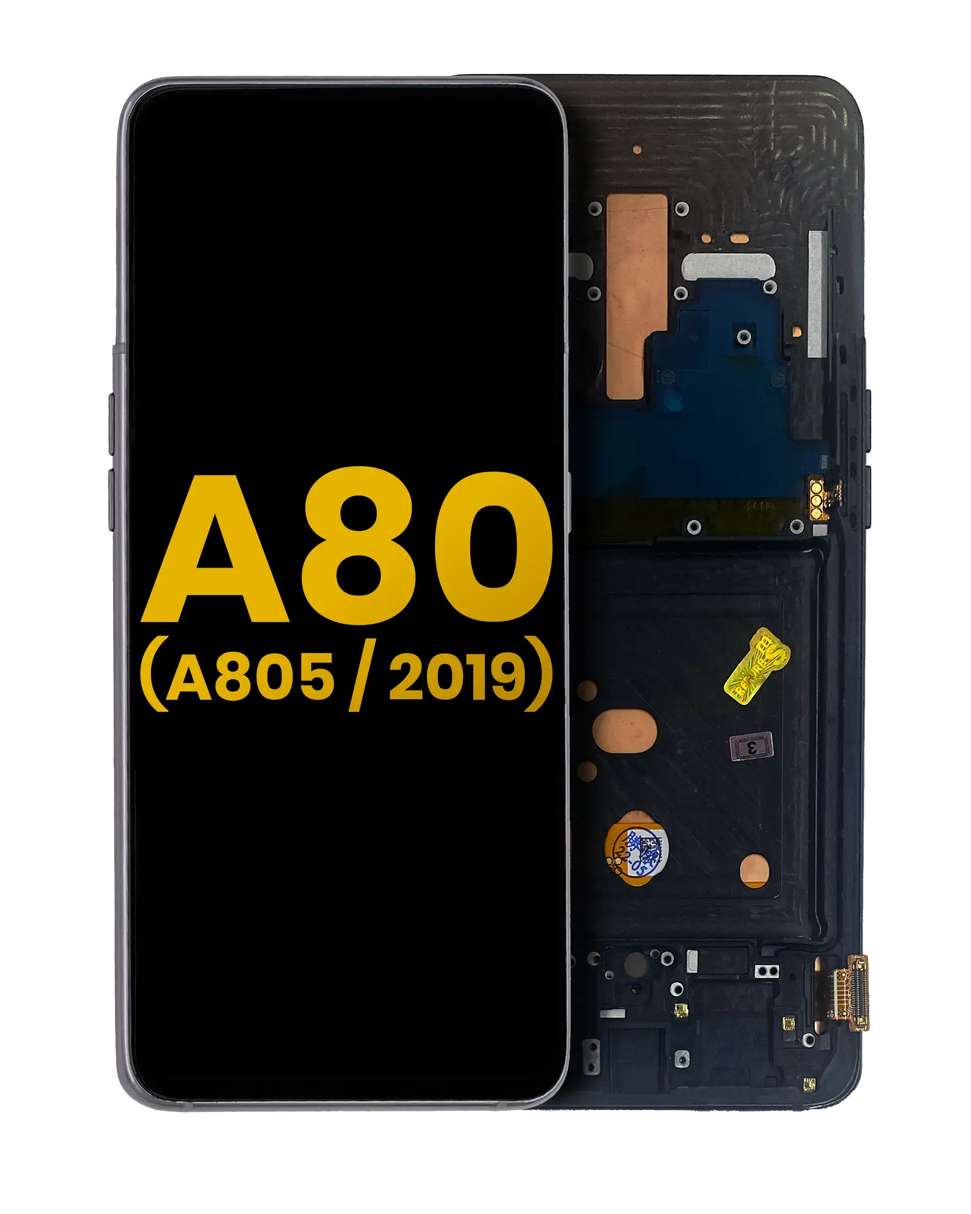 OLED-Display mit Rahmen für Galaxy A80 Phantom Black Generalüberholt