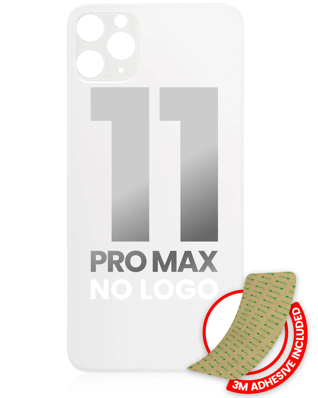 iPhone 11 Pro Max Backcover mit 3M-Kleber Silber ohne Logo großes Kameraloch