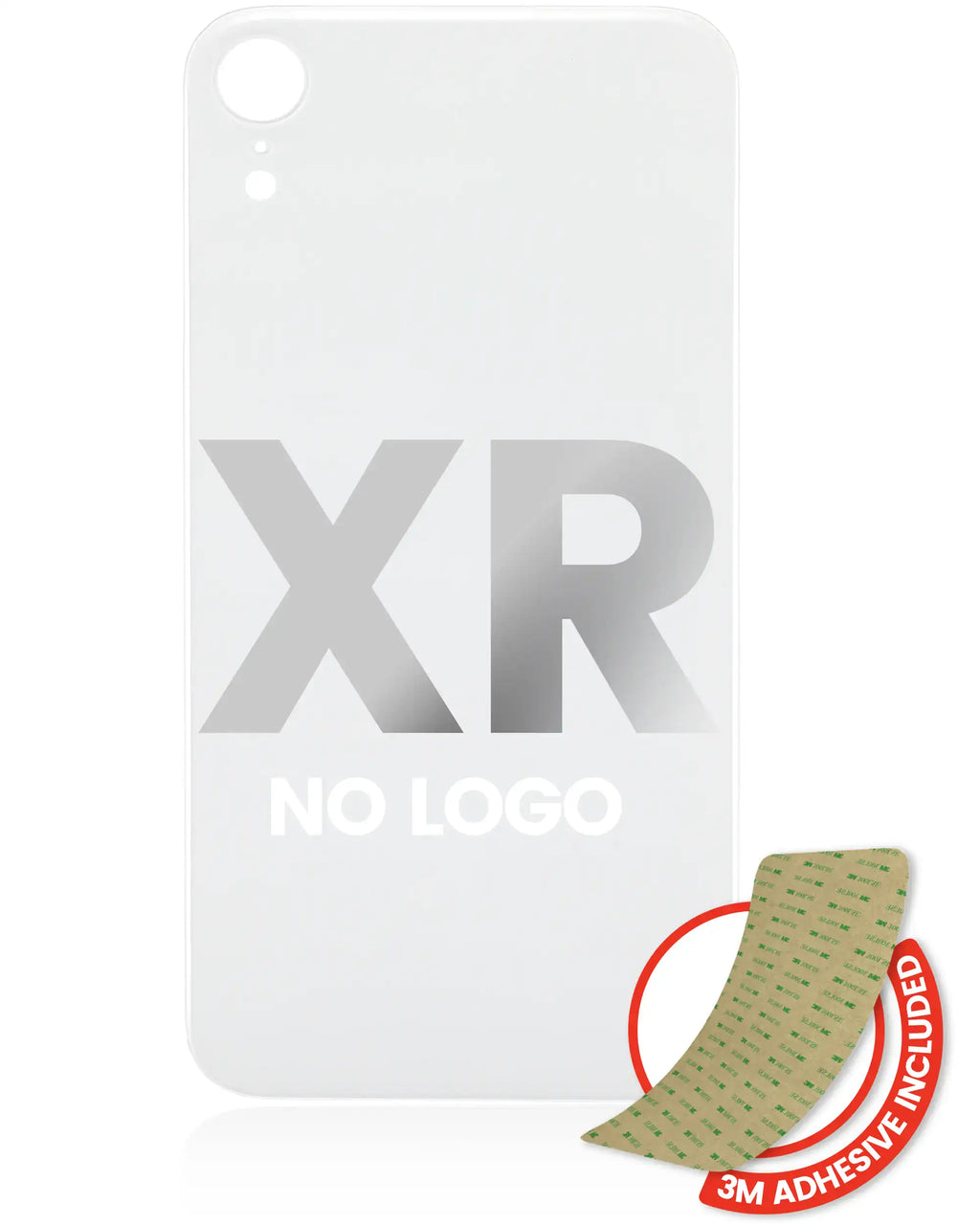 Backcover mit 3M-Kleber für iPhone XR (ohne Logo / Large Camera Hole) (Weiß)