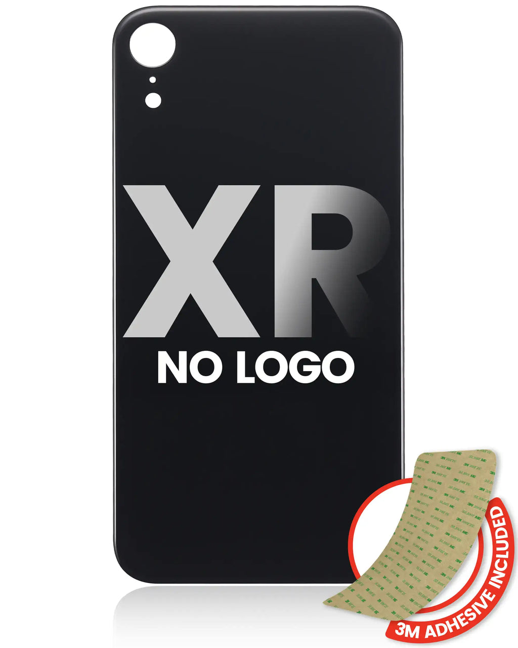 Backcover mit 3M Kleber für iPhone XR (Ohne Logo / Großes Kameraloch) (Schwarz)