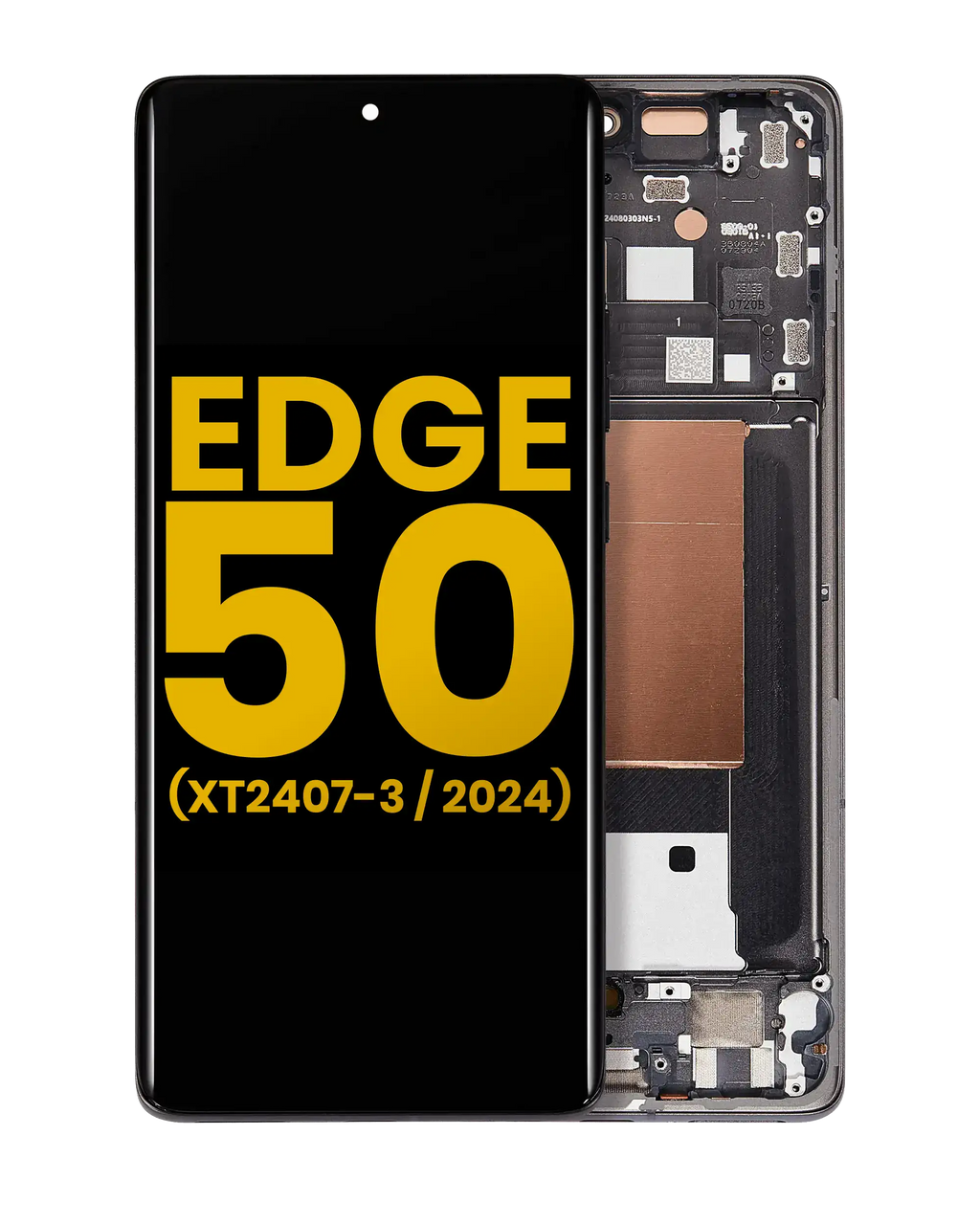 OLED Display with Frame for Motorola Moto Edge 50 (XT2407-3 / 2024) (Refurbished) (Koala Gray)