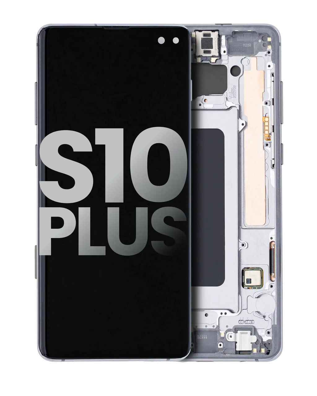 OLED-Display mit Rahmen für Samsung Galaxy S10 Plus (gebrauchter OEM-Ausbau, Qualität A) (Prism / Ceramic Black)