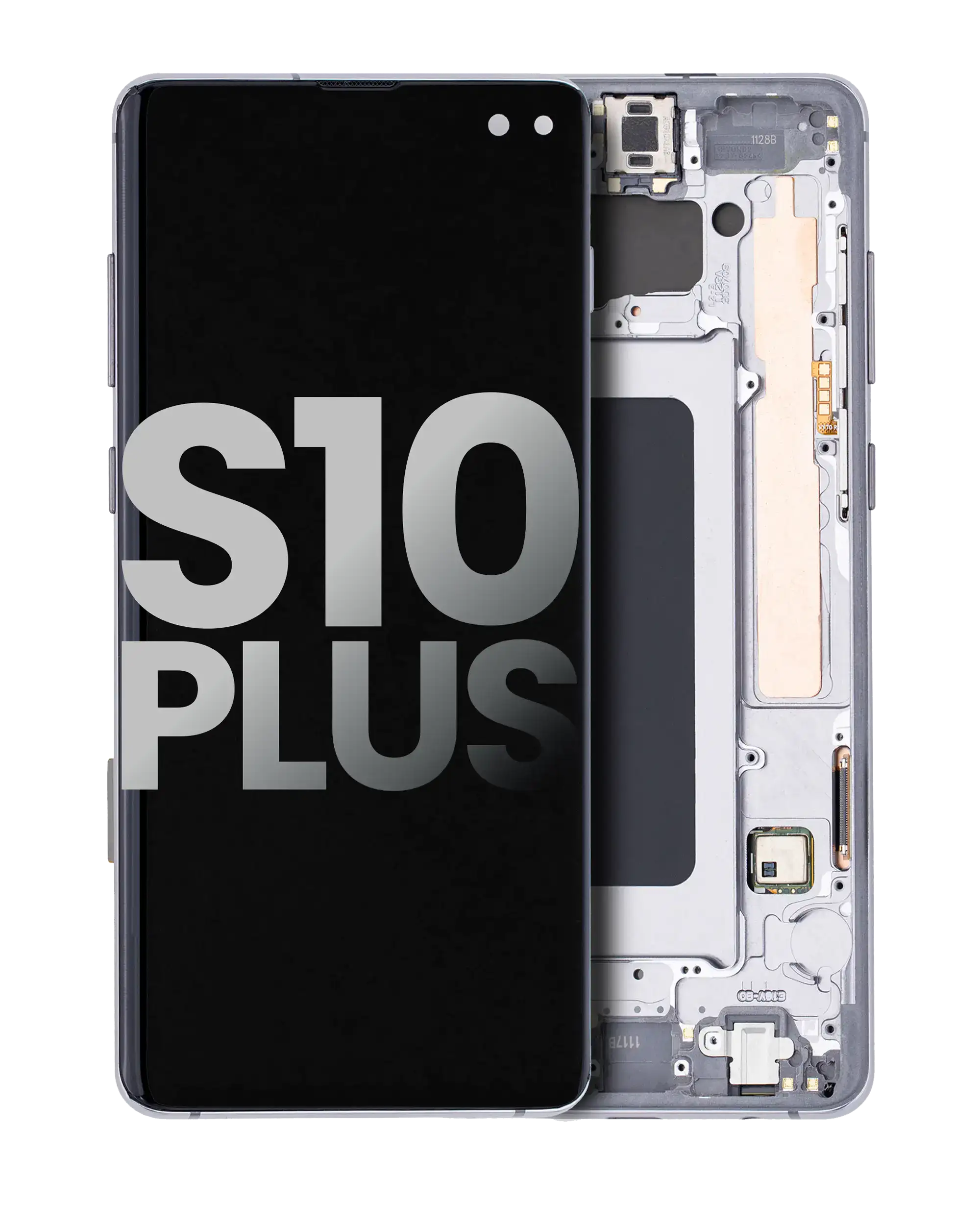 OLED-Display mit Rahmen für Samsung Galaxy S10 Plus (gebrauchter OEM-Ausbau, Qualität A) (Prism / Ceramic Black)