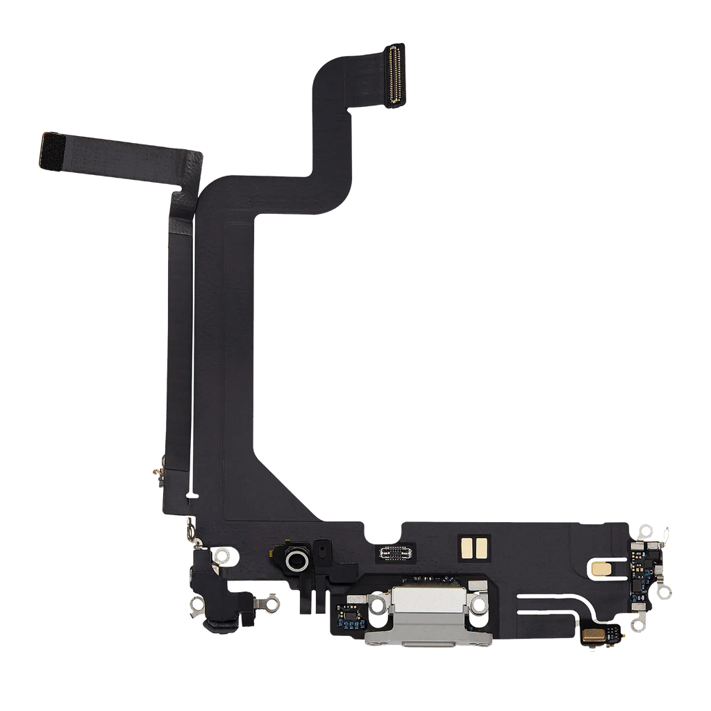Charging Port Flex Cable for iPhone 14 Pro Max (Used OEM Pull) (Silver)