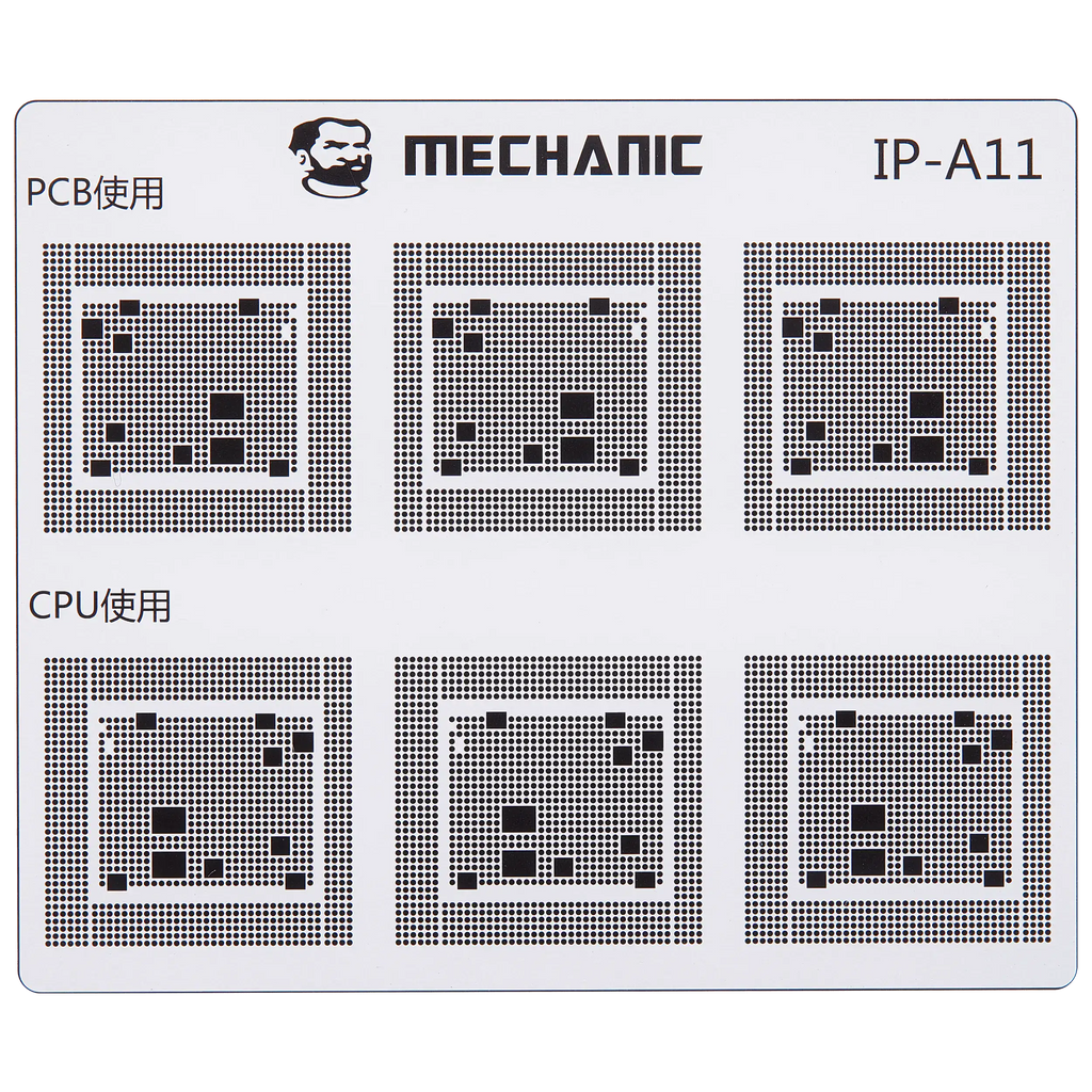 CPU Repair Green Oil Stencil (A8 - A18 Pro) for iPhone 6-16 Series, Mechanic COM80