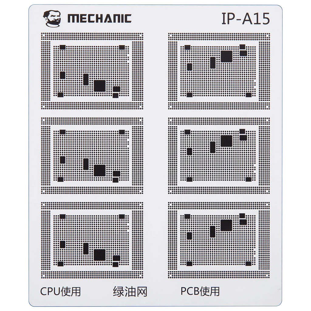 CPU Repair Green Oil Stencil (A8 - A18 Pro) for iPhone 6-16 Series, Mechanic COM80