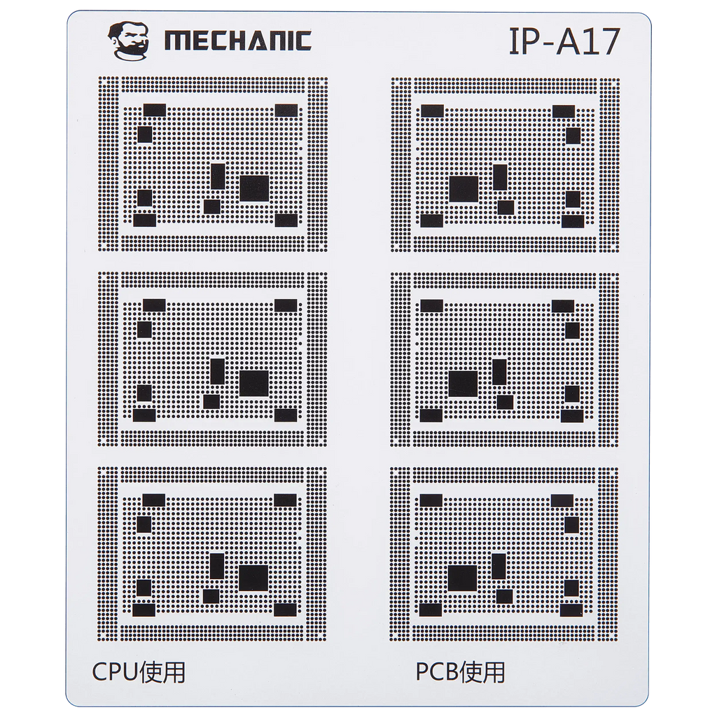 CPU Repair Green Oil Stencil (A8 - A18 Pro) for iPhone 6-16 Series, Mechanic COM80