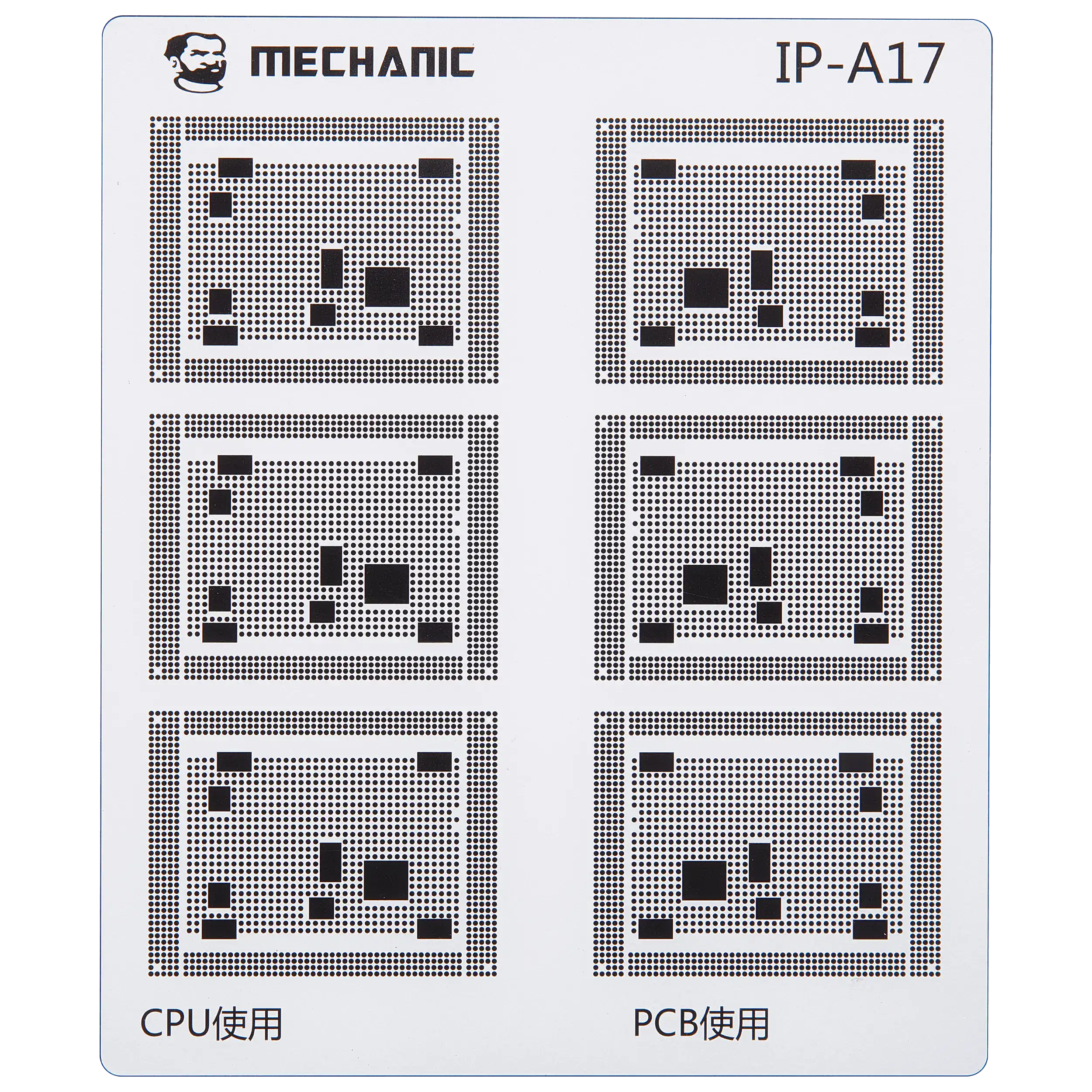 CPU Repair Green Oil Stencil (A8 - A18 Pro) for iPhone 6-16 Series, Mechanic COM80