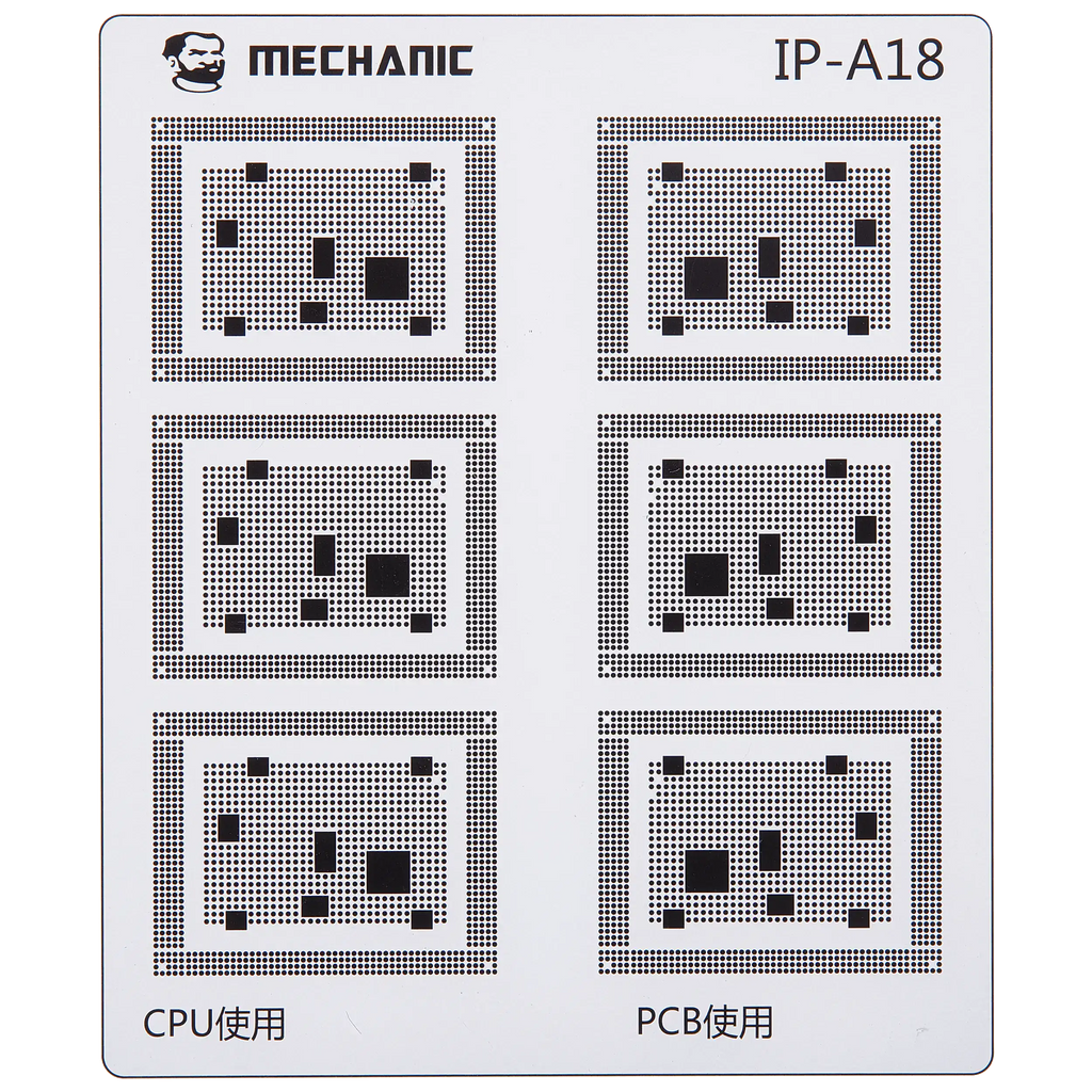 CPU Repair Green Oil Stencil (A8 - A18 Pro) for iPhone 6-16 Series, Mechanic COM80