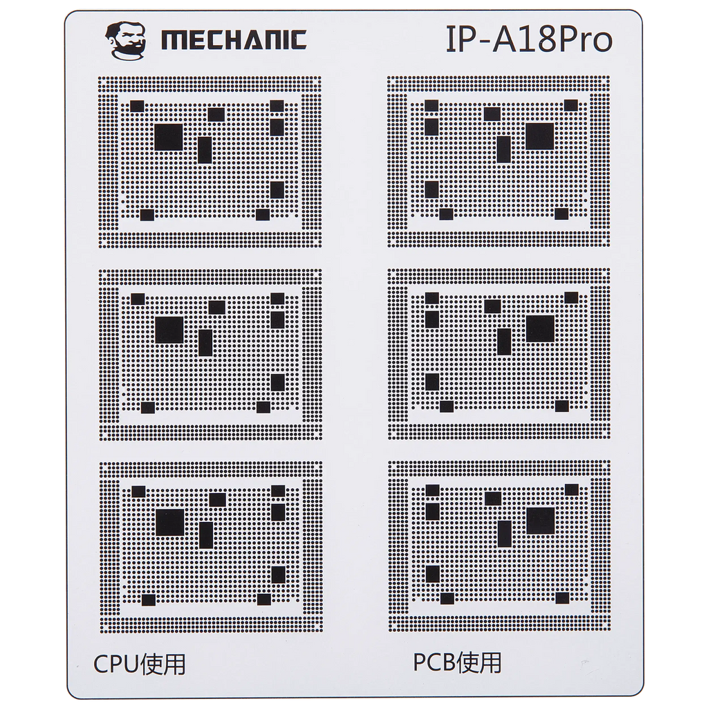 CPU Repair Green Oil Stencil (A8 - A18 Pro) for iPhone 6-16 Series, Mechanic COM80