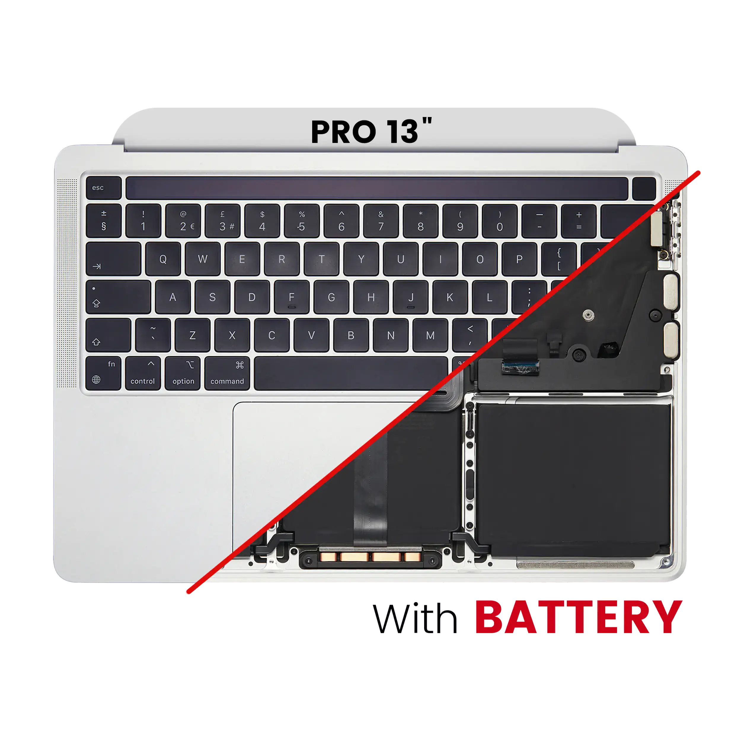 Top Case with Battery and Keyboard for MacBook Pro 13" A2338 (2020) – Silver (UK Keyboard)