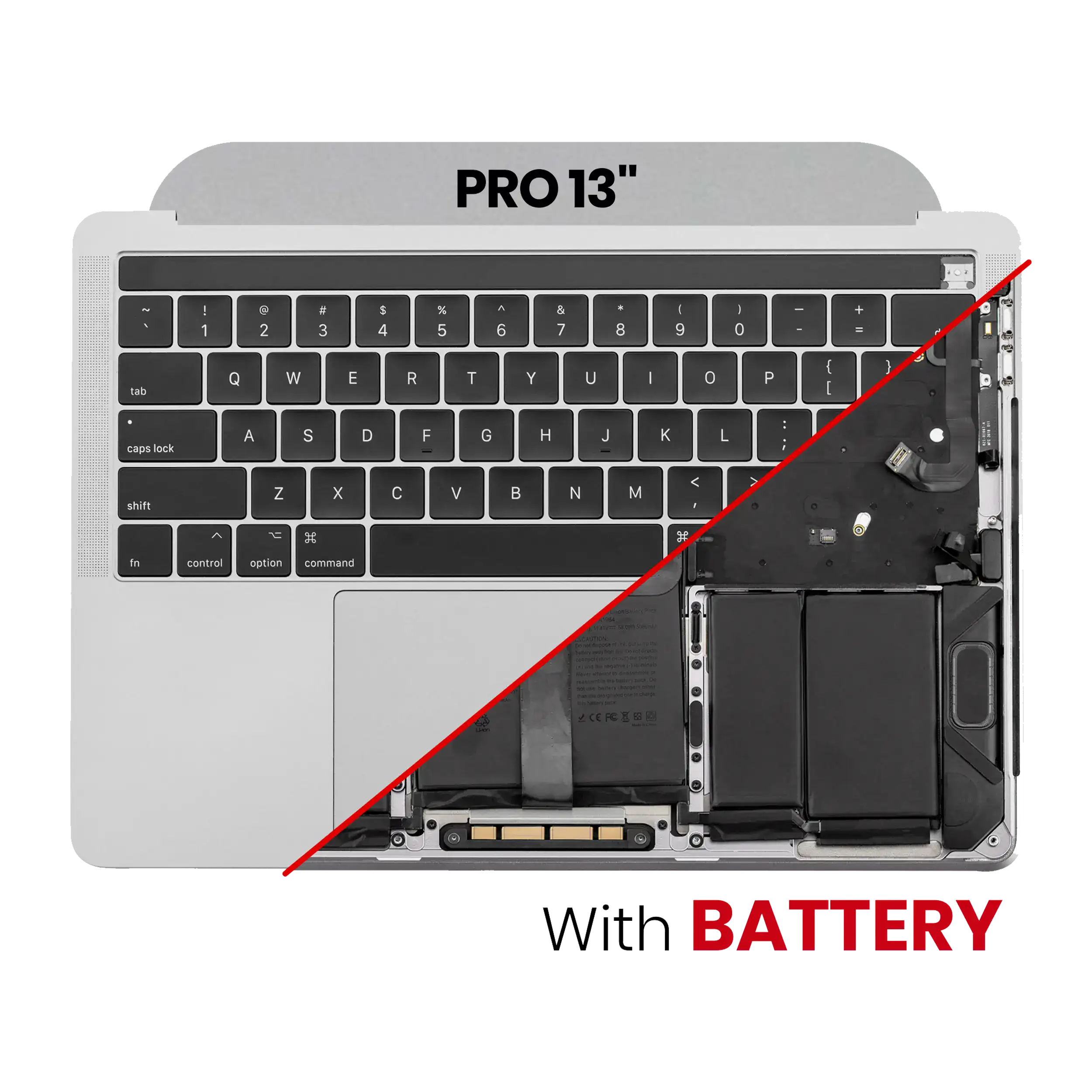 Top Case with Keyboard and Battery for MacBook Pro 13" A1989 (2018-2019) (US Keyboard) (OEM Pull Grade New) (Space Gray)