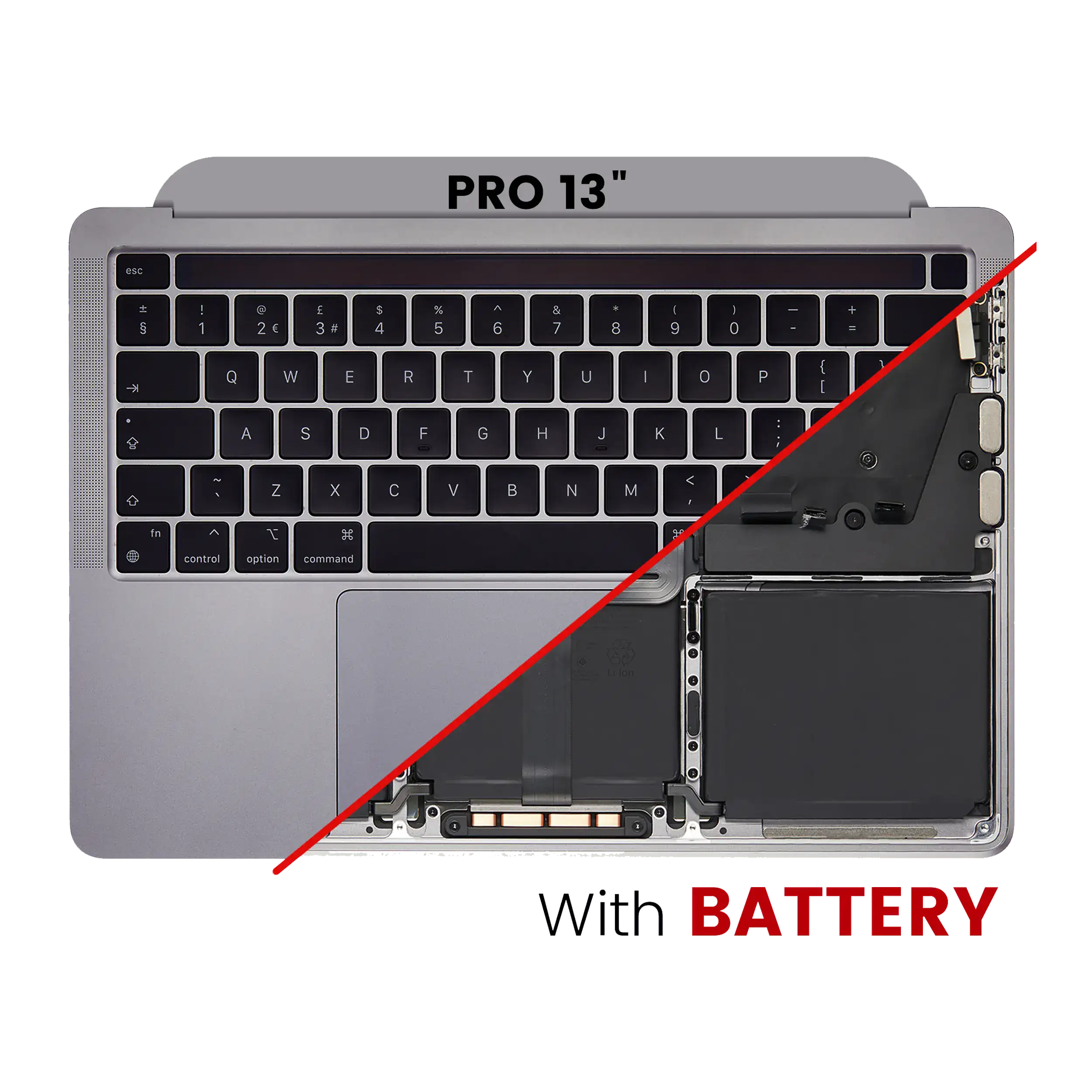 Top case with battery and keyboard for MacBook Pro 13" A2338 (2020) Space Gray (UK keyboard)