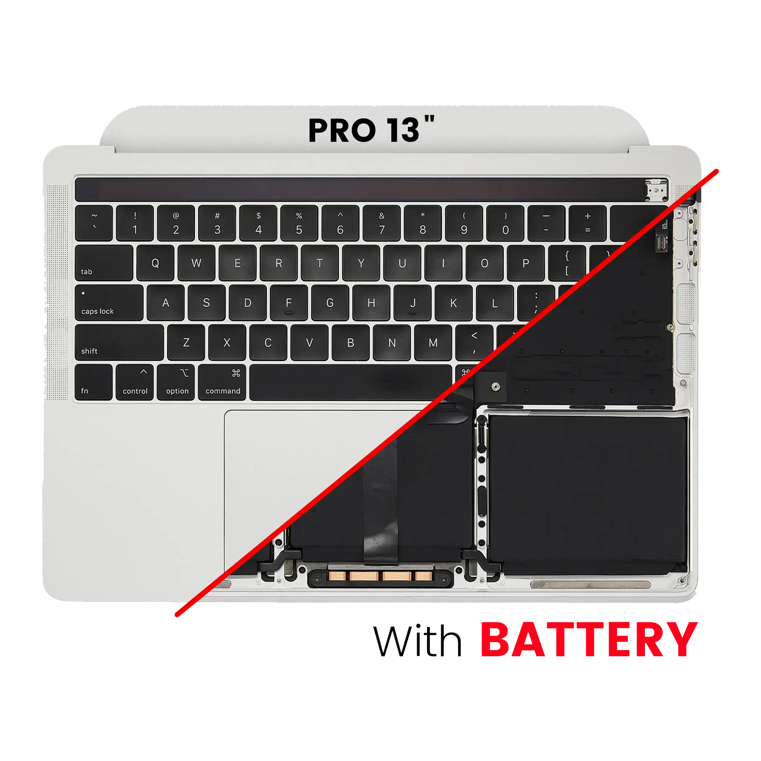 Top Case with Battery and Keyboard for MacBook Pro 16" (A2141 / Mid 2019) – US English – OEM Quality B/C – Silver