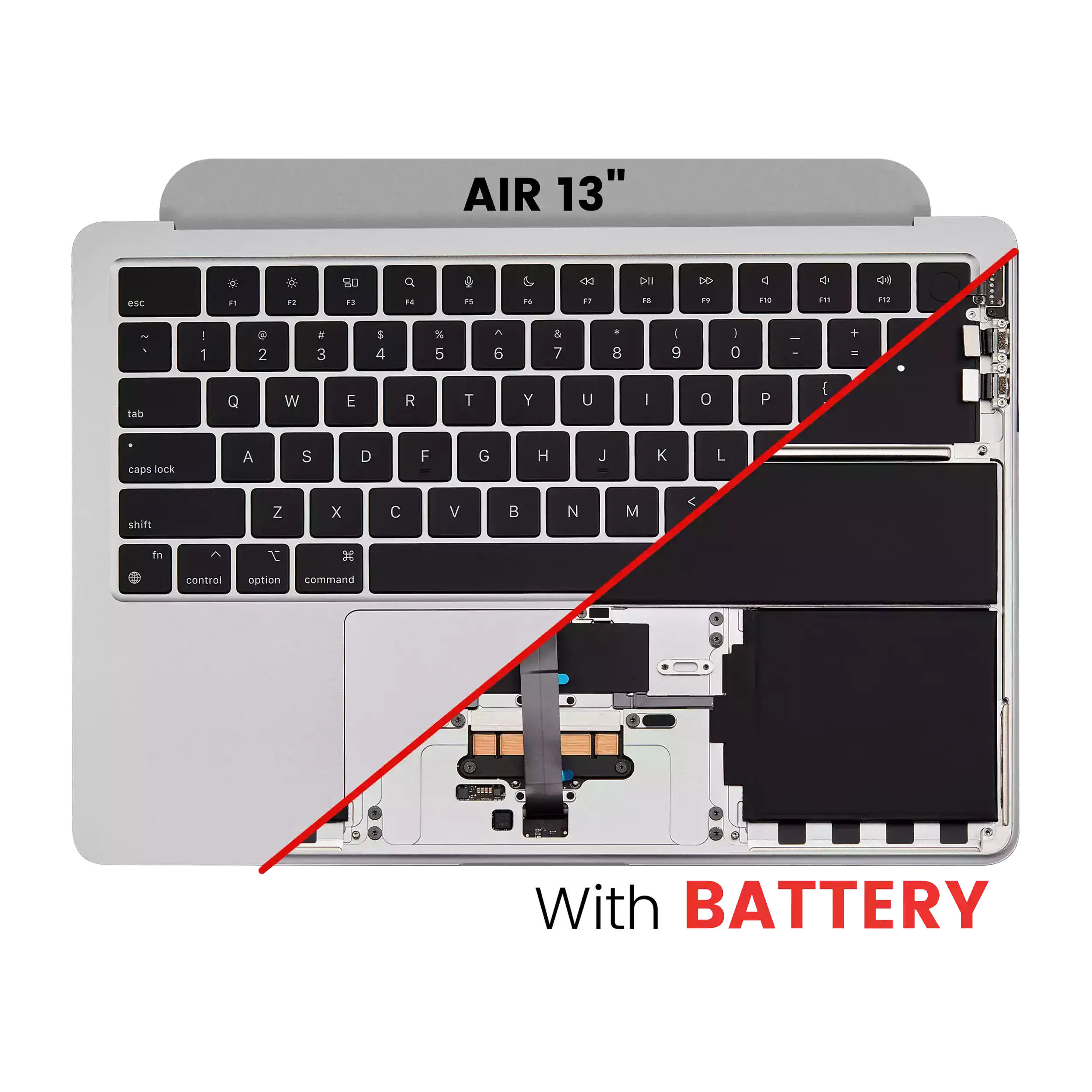 Top Case with Battery and Keyboard for MacBook Air 13" A2681 (2022) (US Keyboard) (Silver)