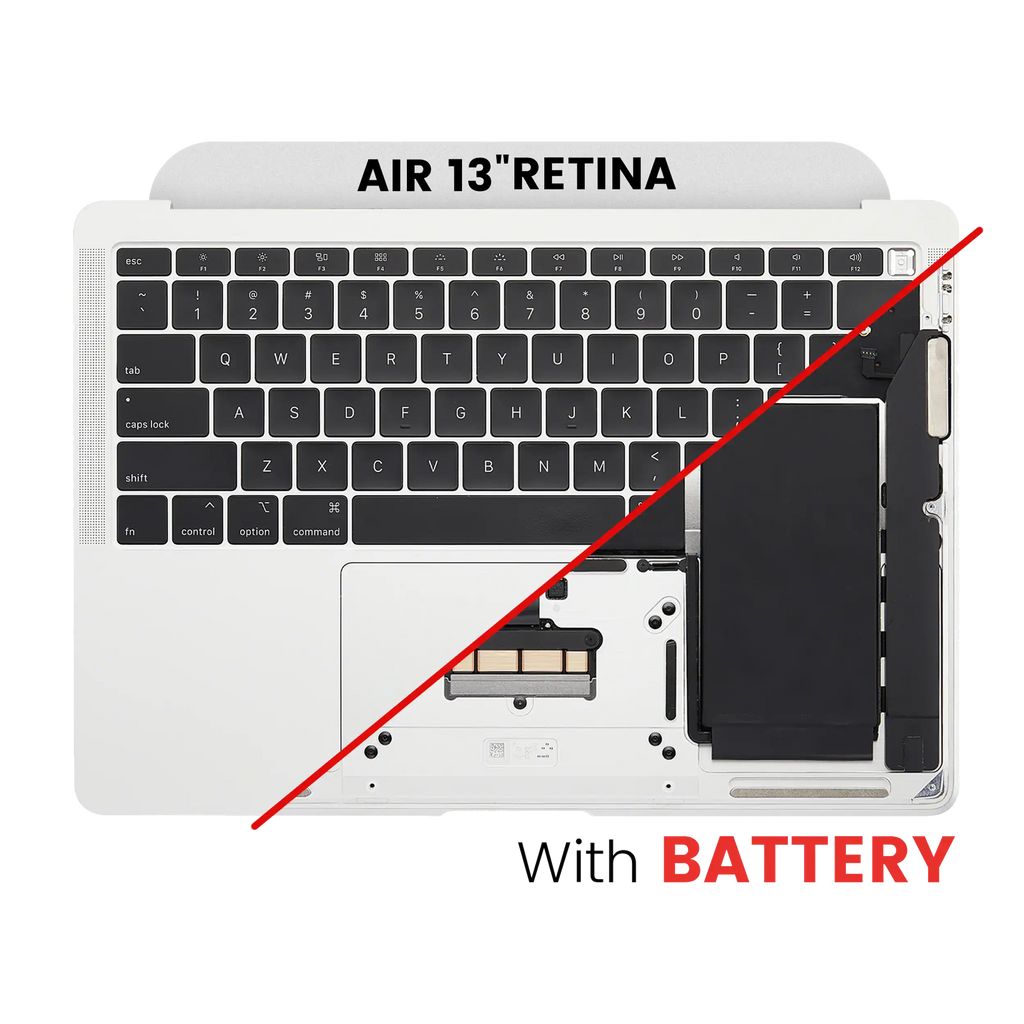 Top Case with Keyboard & Battery for MacBook Air 13" A1932 (2018/2019) US-English used OEM removal, Grade B (Silver)
