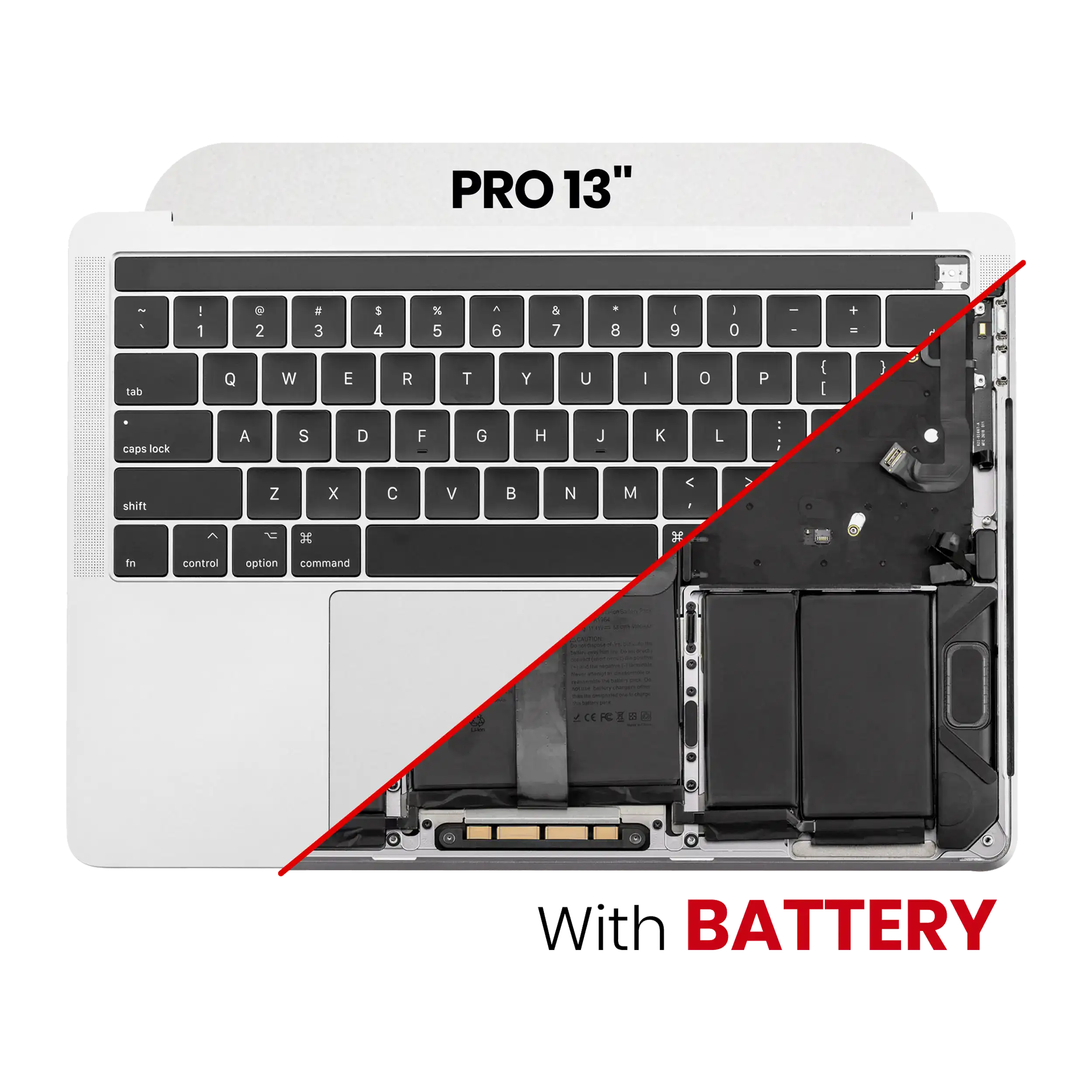 Top Case mit Tastatur & Akku für MacBook Pro 13" A1989, US, Silber, OEM Neu