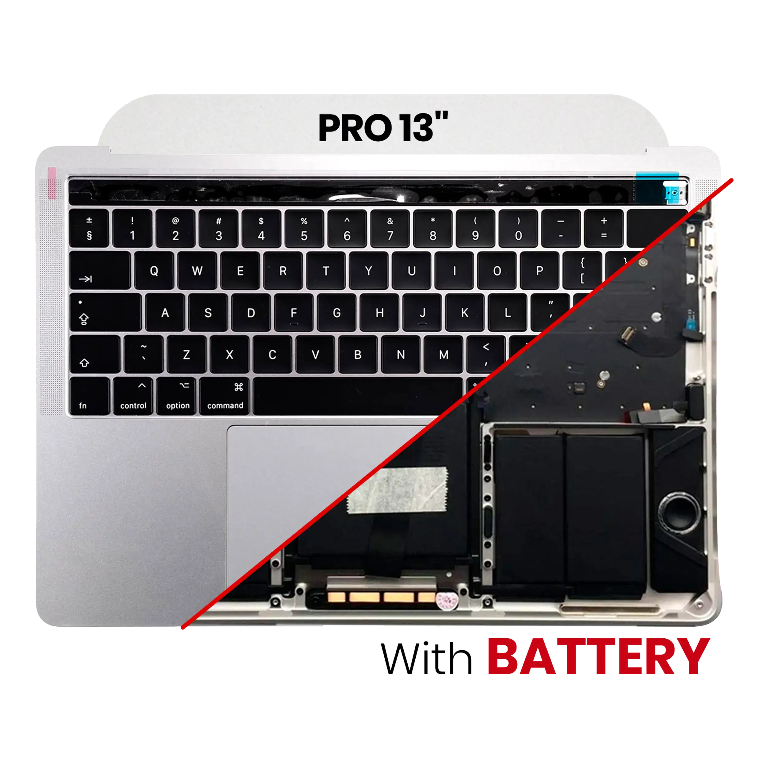 Top Case with Battery and Keyboard for MacBook Pro 13" A1706 (2016) (US Keyboard) (Silver)