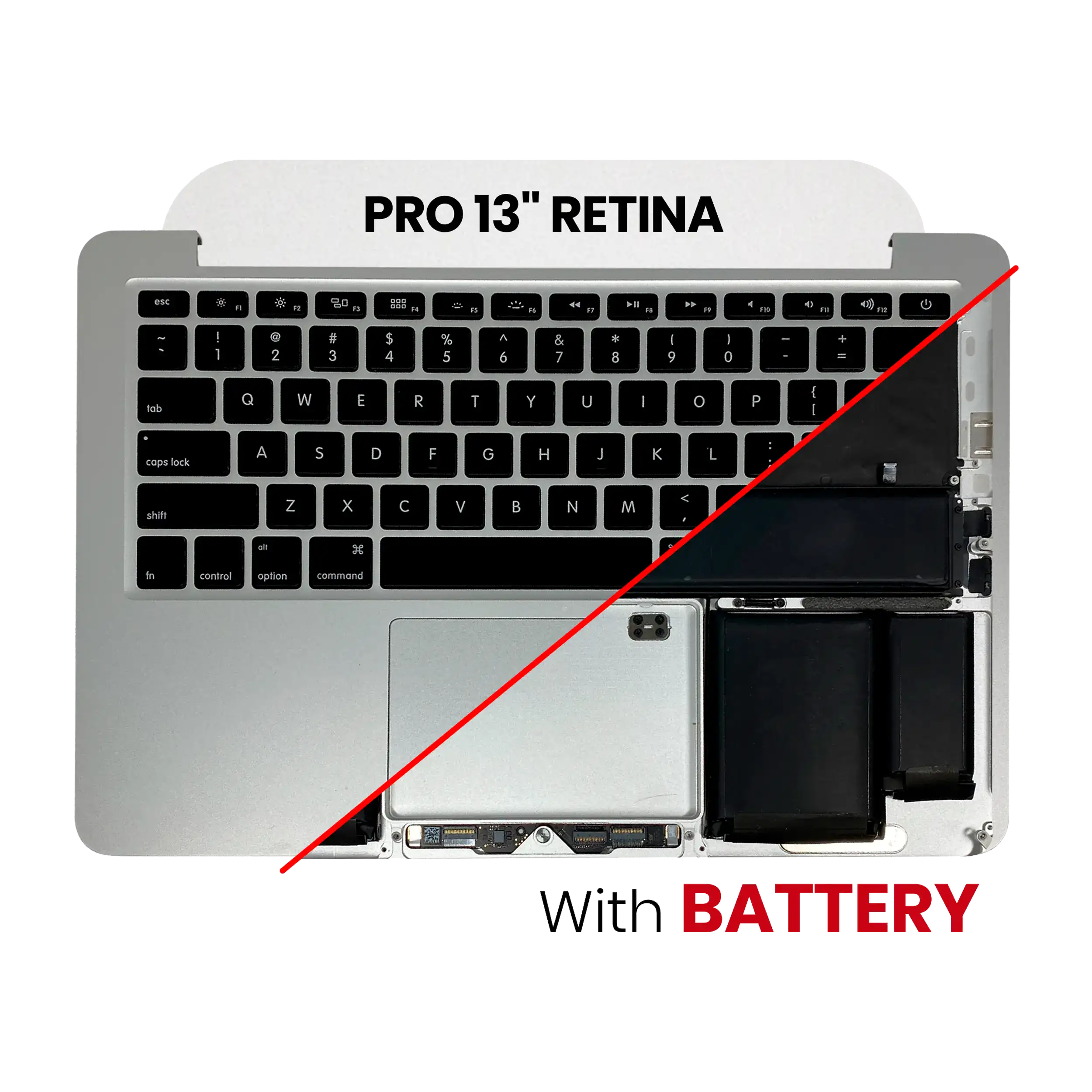 Topcase mit Akku u. Tastatur f. MacBook Pro 13" A1425 (US) (Gebrauchter Ausbau/Pull neuwertig)
