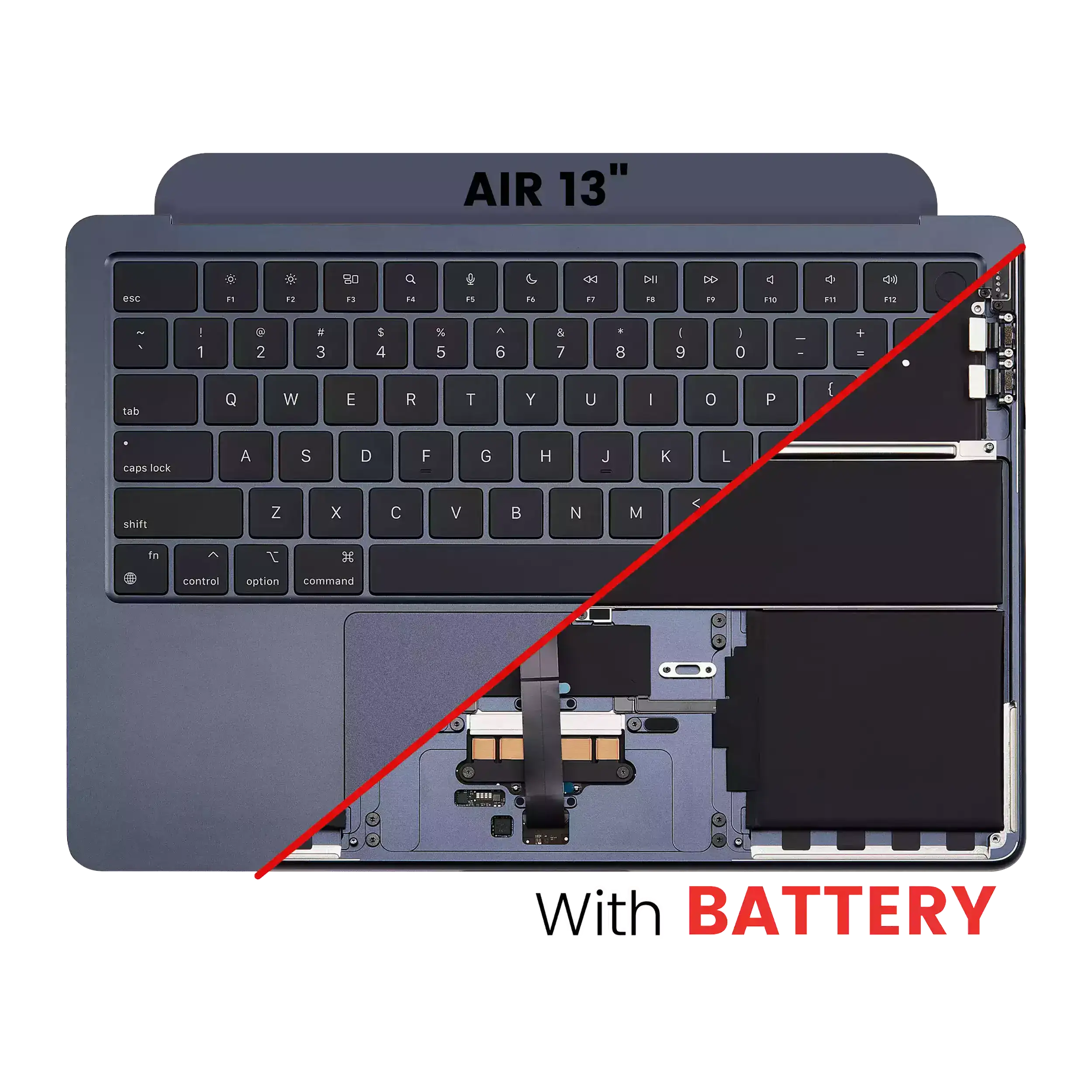 Topcase mit Akku & US-Tastatur für MacBook Air 13" A2681 Midnight