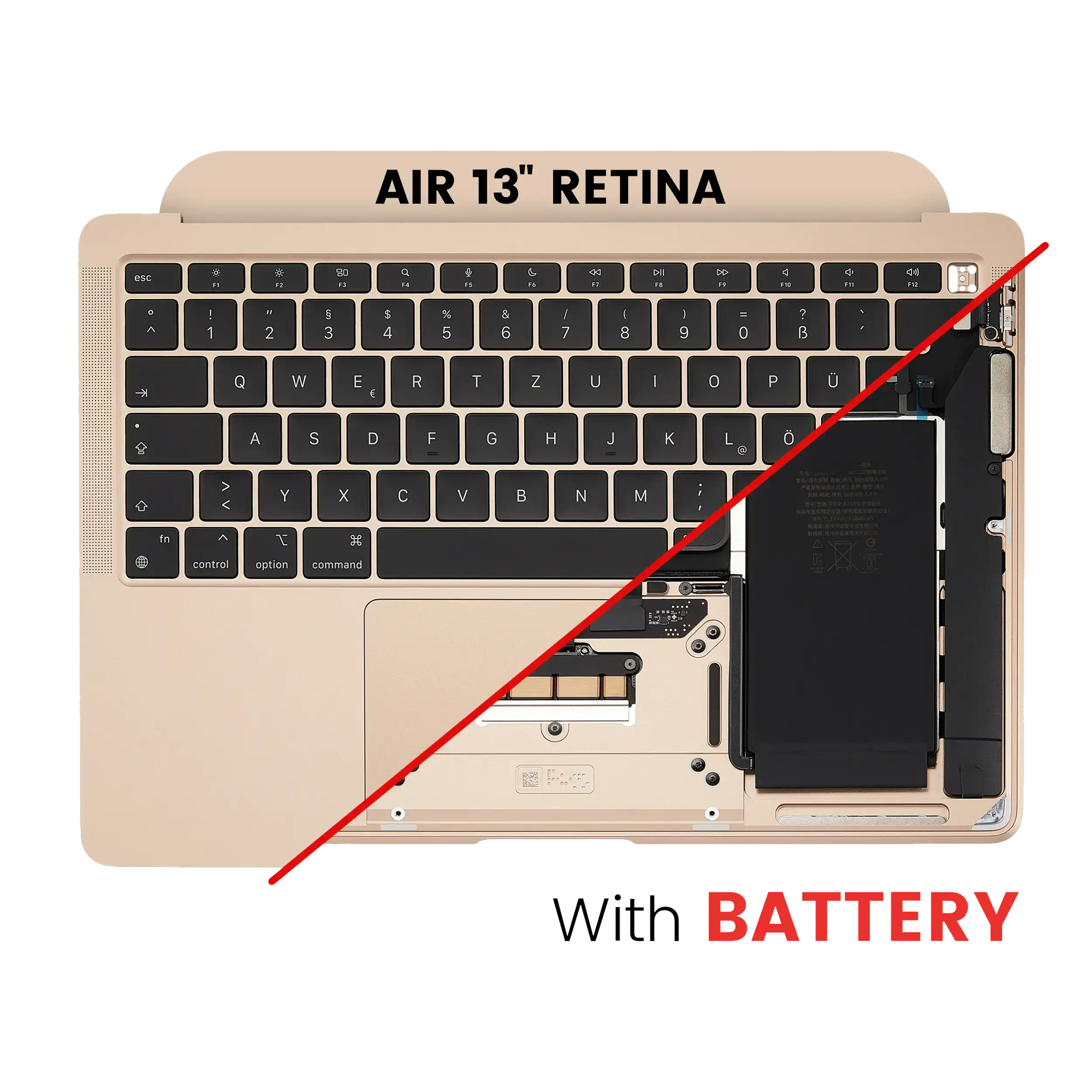 Topcase m. Akku & UK-Tastatur f. MacBook Air 13" A2337 Gold