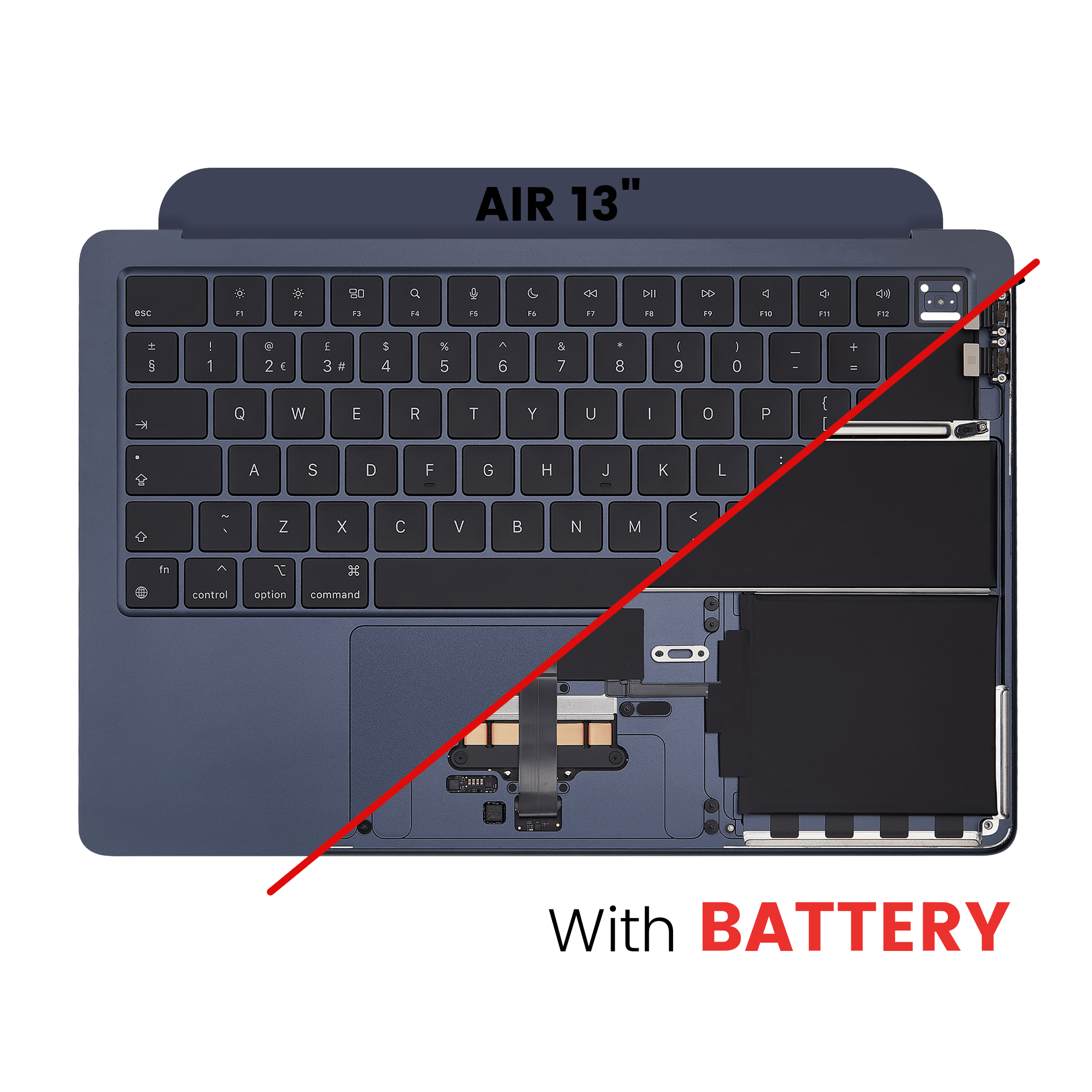 Top Case mit Akku + Tastatur für MacBook Air 13" A2681 Midnight
