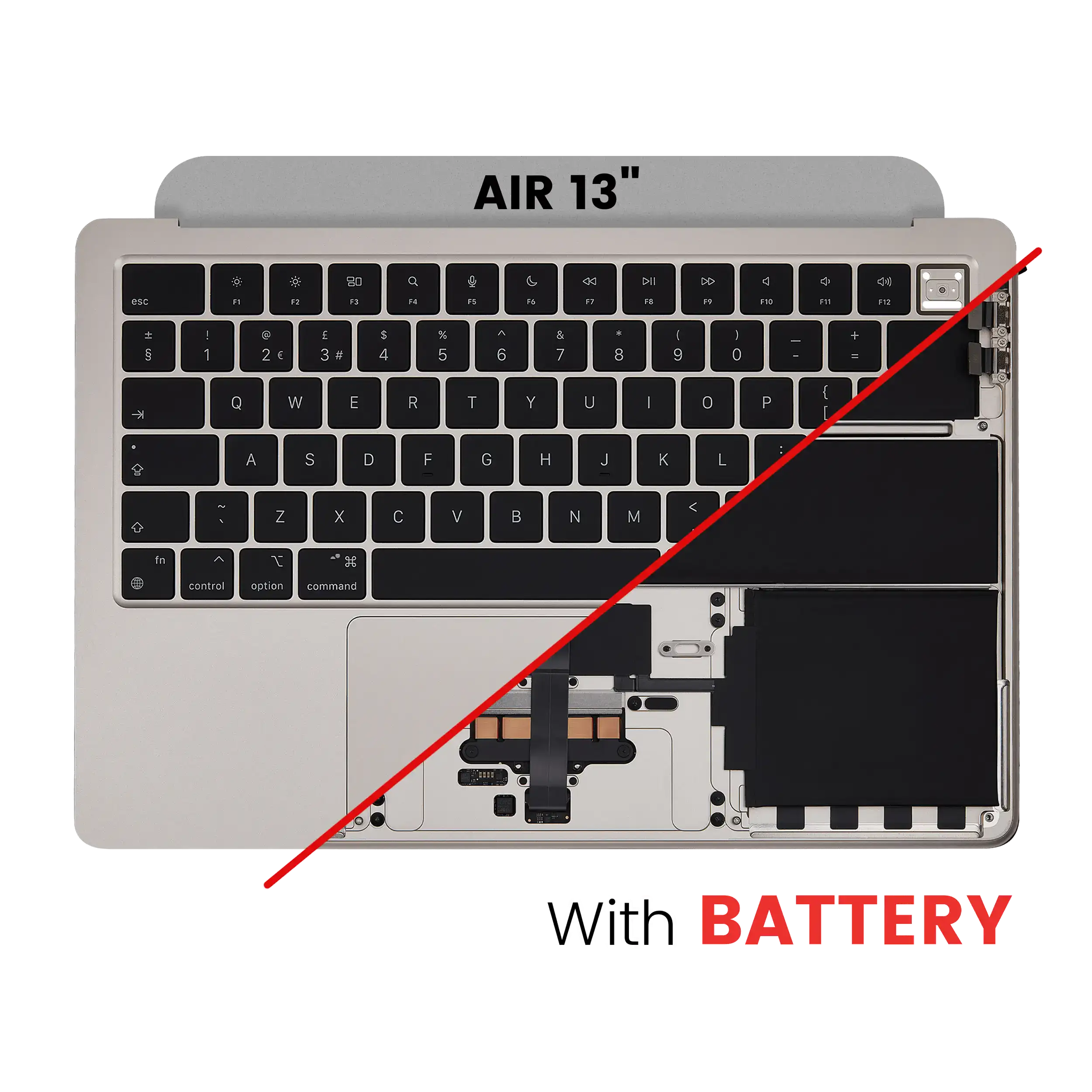 Top Case with Battery and Keyboard for MacBook Air 13" A2681 (2022) (UK Keyboard) (Starlight)