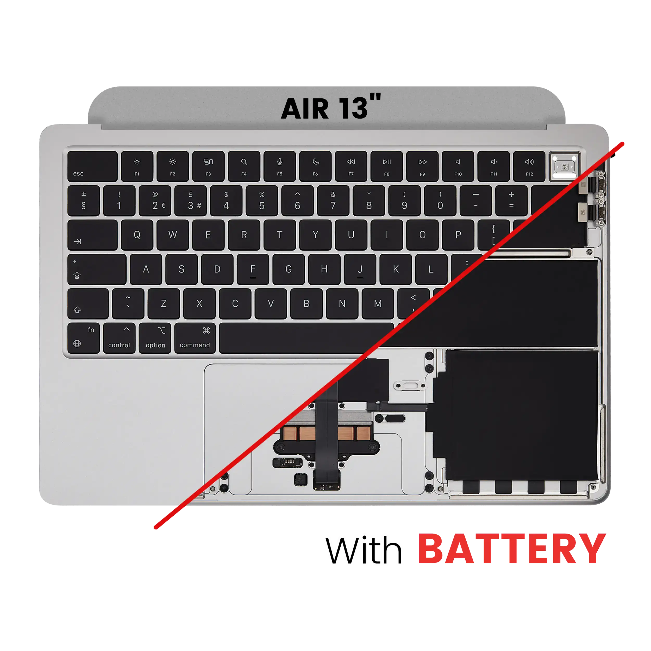 Top Case m. Akku & Tastatur f. MacBook Air 13" A2681 UK Silber