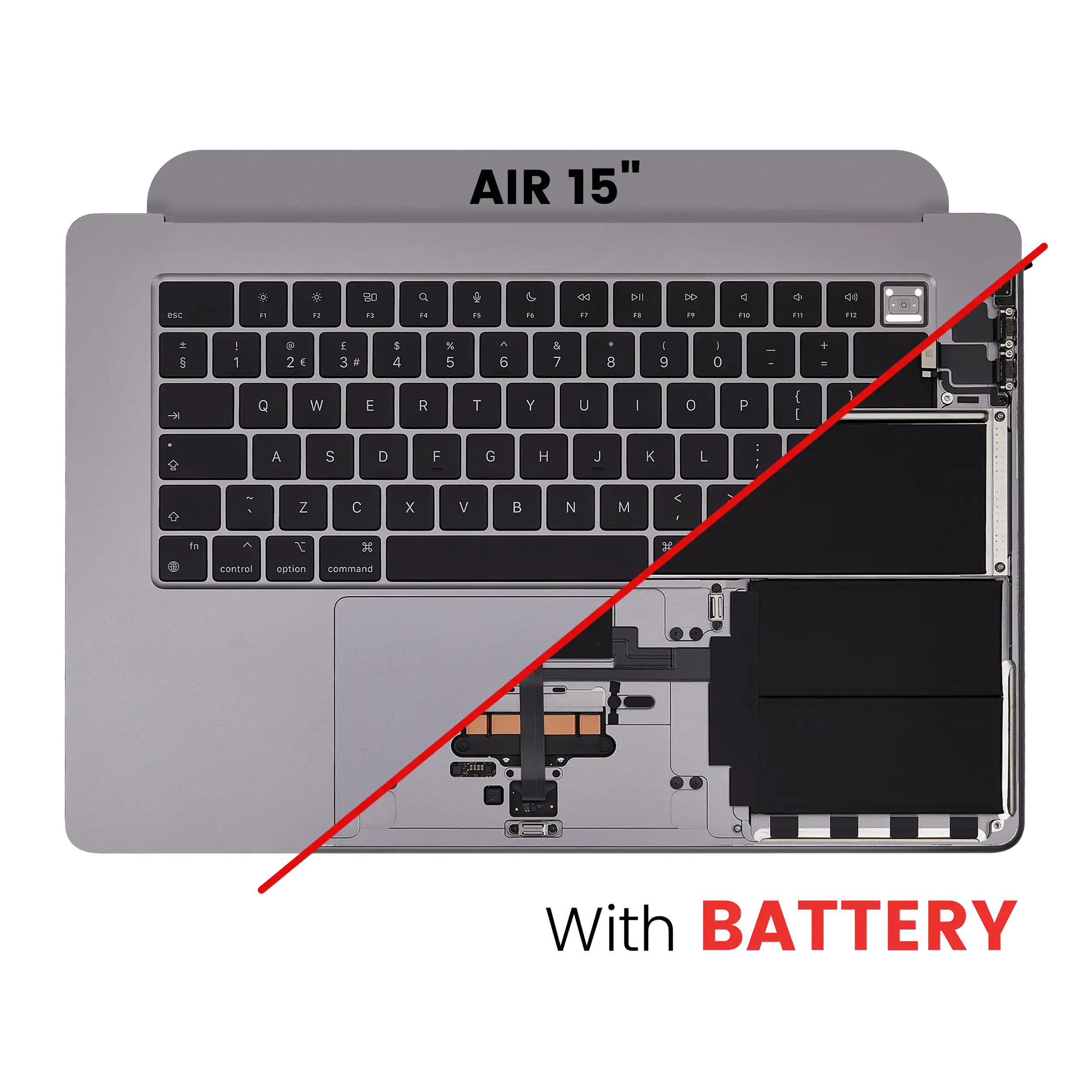 Top Case with Battery and Keyboard for MacBook Air 15" (A2941 / Mid 2023) (UK Keyboard) (Space Gray)