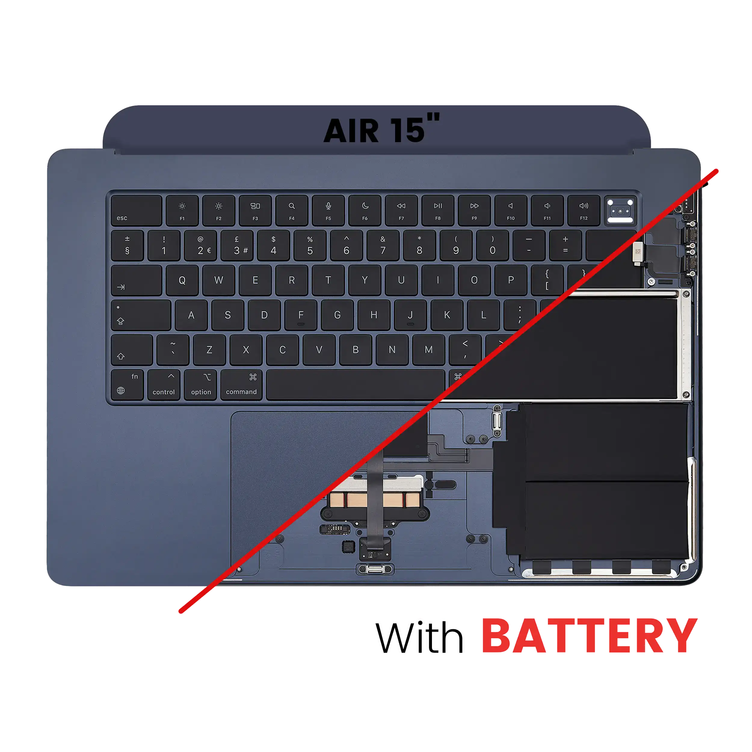 Top Case with Battery and UK Keyboard for MacBook Air 15" (A2941 / Mid 2023) – Midnight