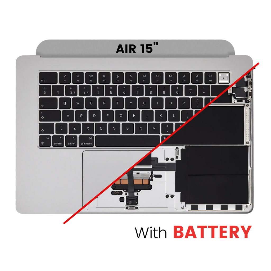 Topcase mit Akku And Keyboard für MacBook Air 15" (A2941 / Mid 2023) (UK Keyboard) (Silber)