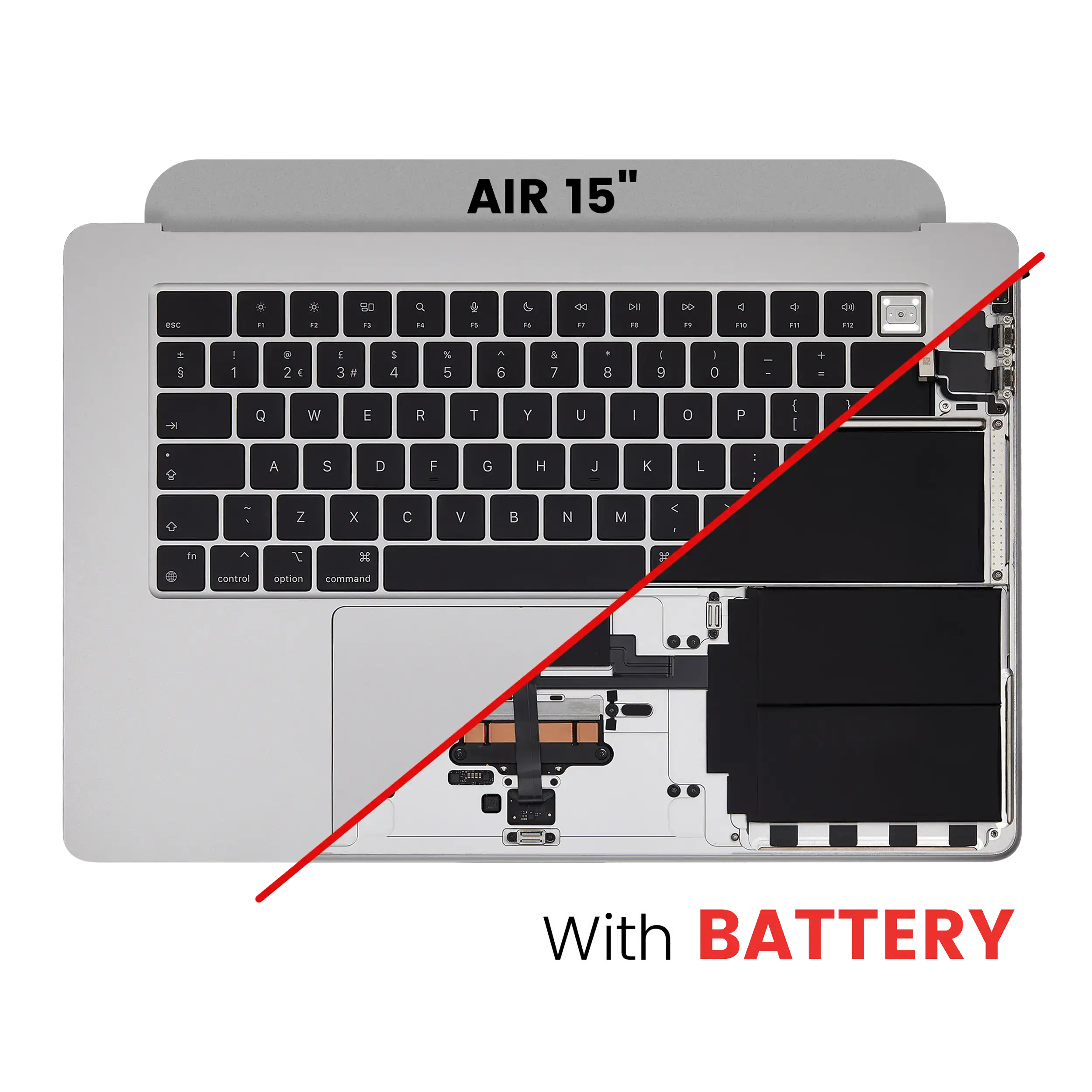 Topcase mit Akku And Keyboard für MacBook Air 15" (A2941 / Mid 2023) (UK Keyboard) (Silber)