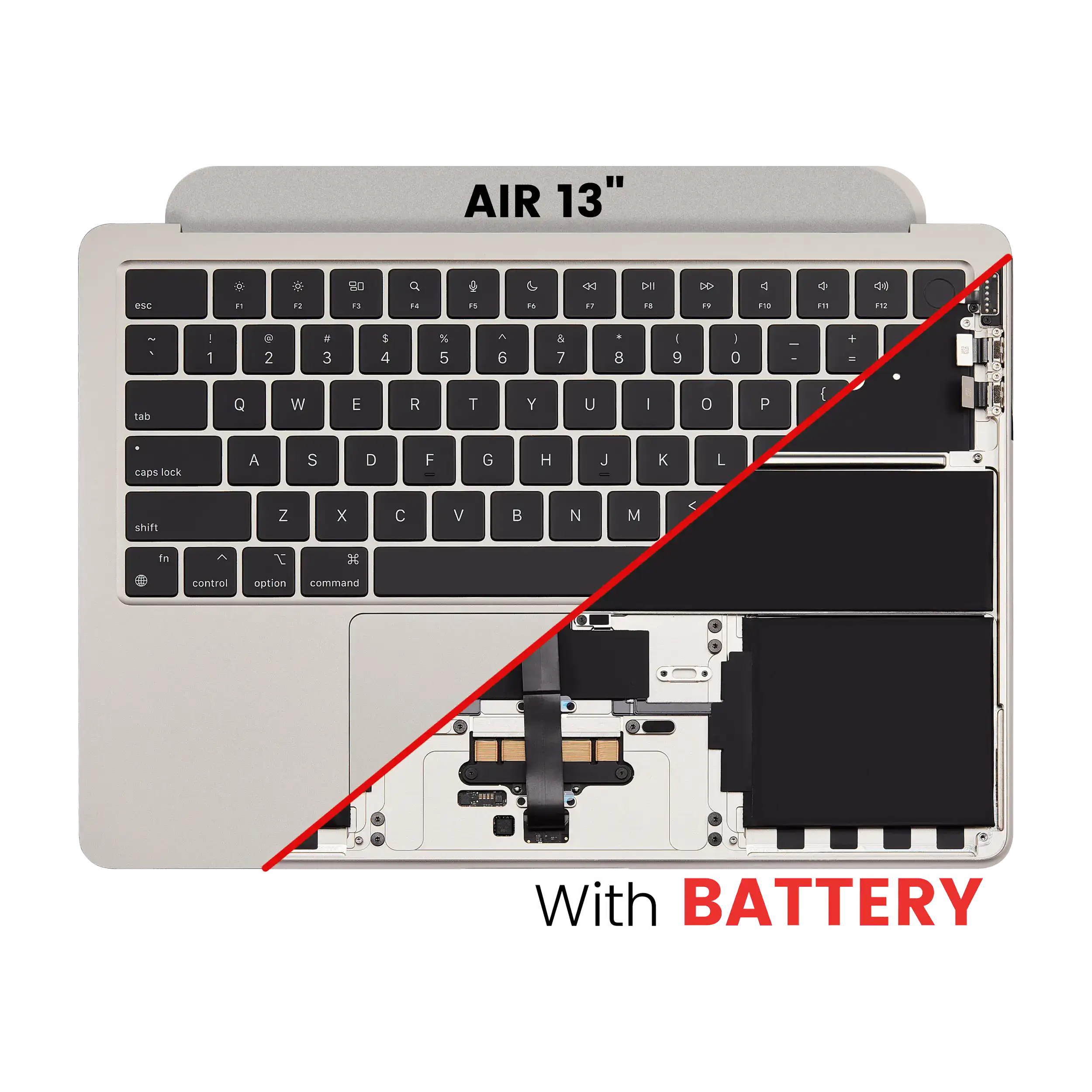 Top Case mit US Tastatur & Akku für MacBook Air 13" A2681 Starlight